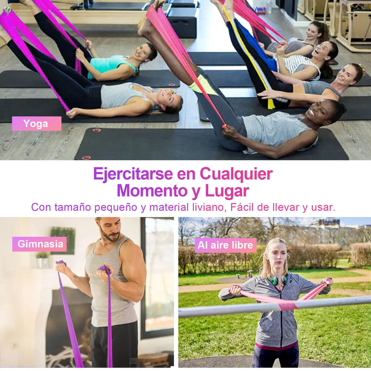 SAN KARA Ligas de Rresistencia para Ejercicio Bandas de Resistencia para Ejercicio Banda Elástica Profesional para Yoga, Pilates y Entrenamiento en Casa Bandas Elásticas 3PCS (1.5M)
