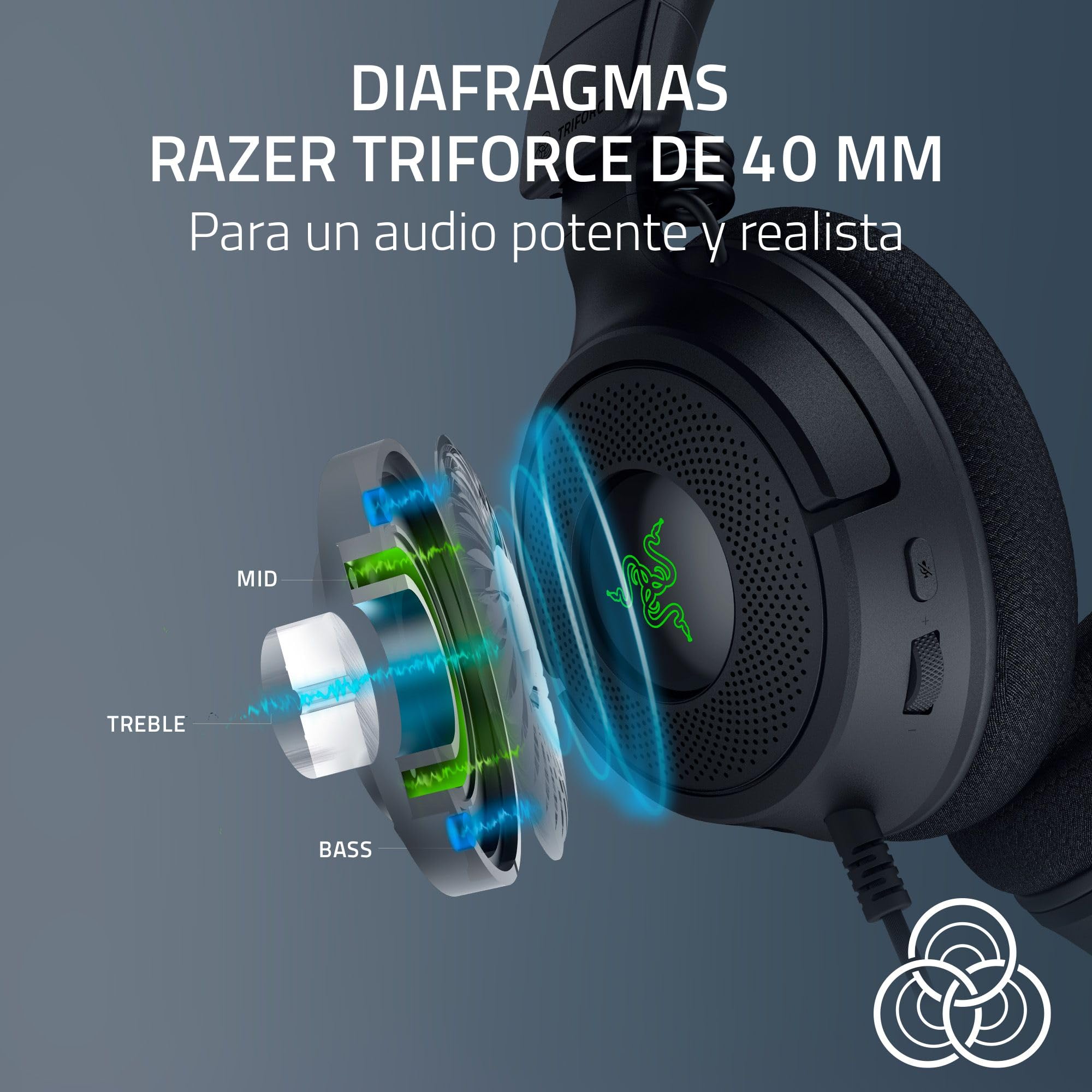 Razer Kraken V4 X Auriculares con Cable para Juegos: Altavoces de 40 mm - Micrófono Cardioide - Almohadillas de Espuma con Memoria - Iluminación RGB Chroma - Cable Tipo C y Tipo A - para PC, Mac, PS5