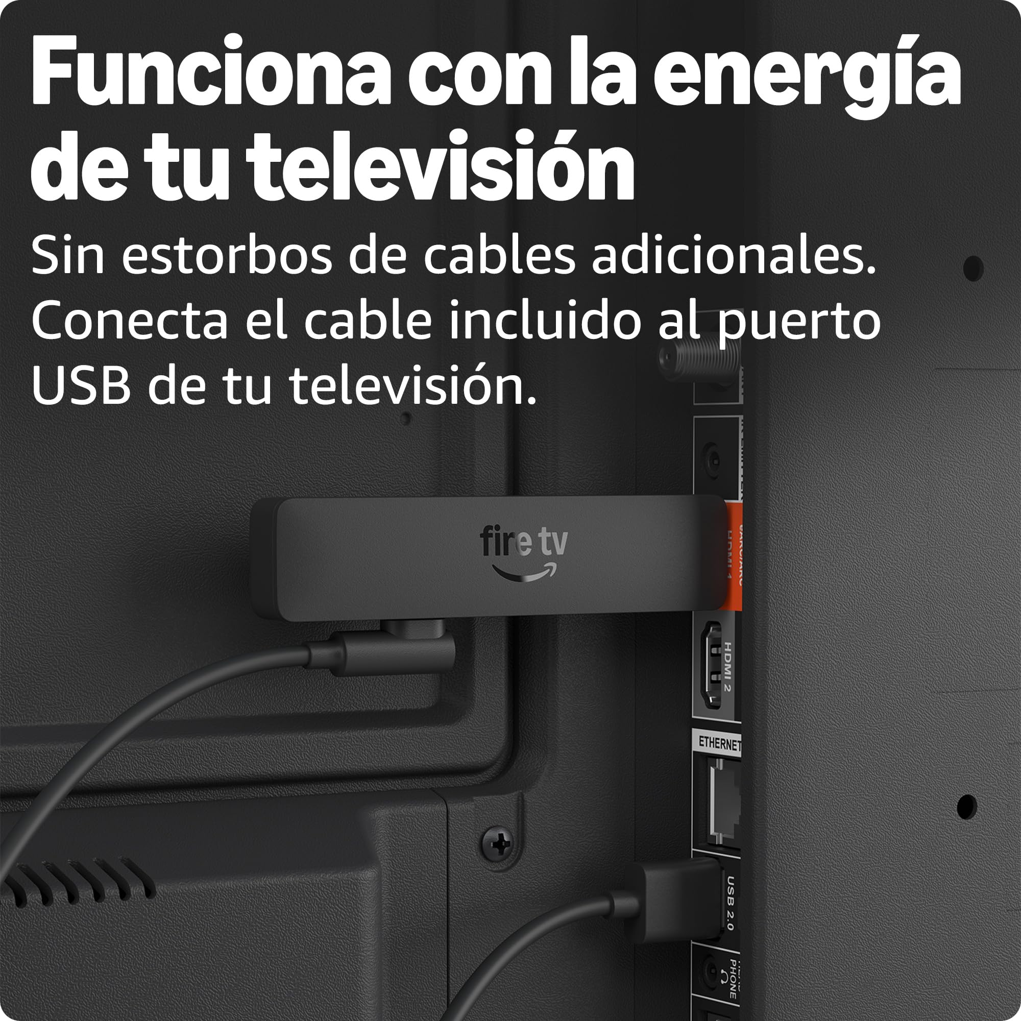 Amazon Fire TV Stick HD (modelo más reciente): Control remoto por voz Alexa que recibe alimentación a través de la televisión y se configura fácilmente