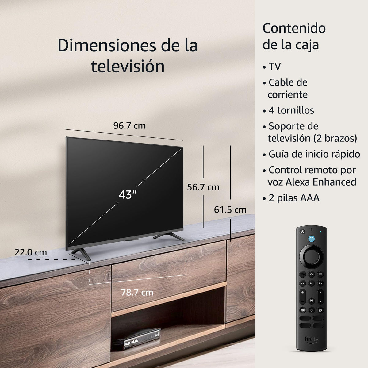 Televisión inteligente Amazon Fire TV Serie 4 de 43” en 4K UHD(modelo más reciente)