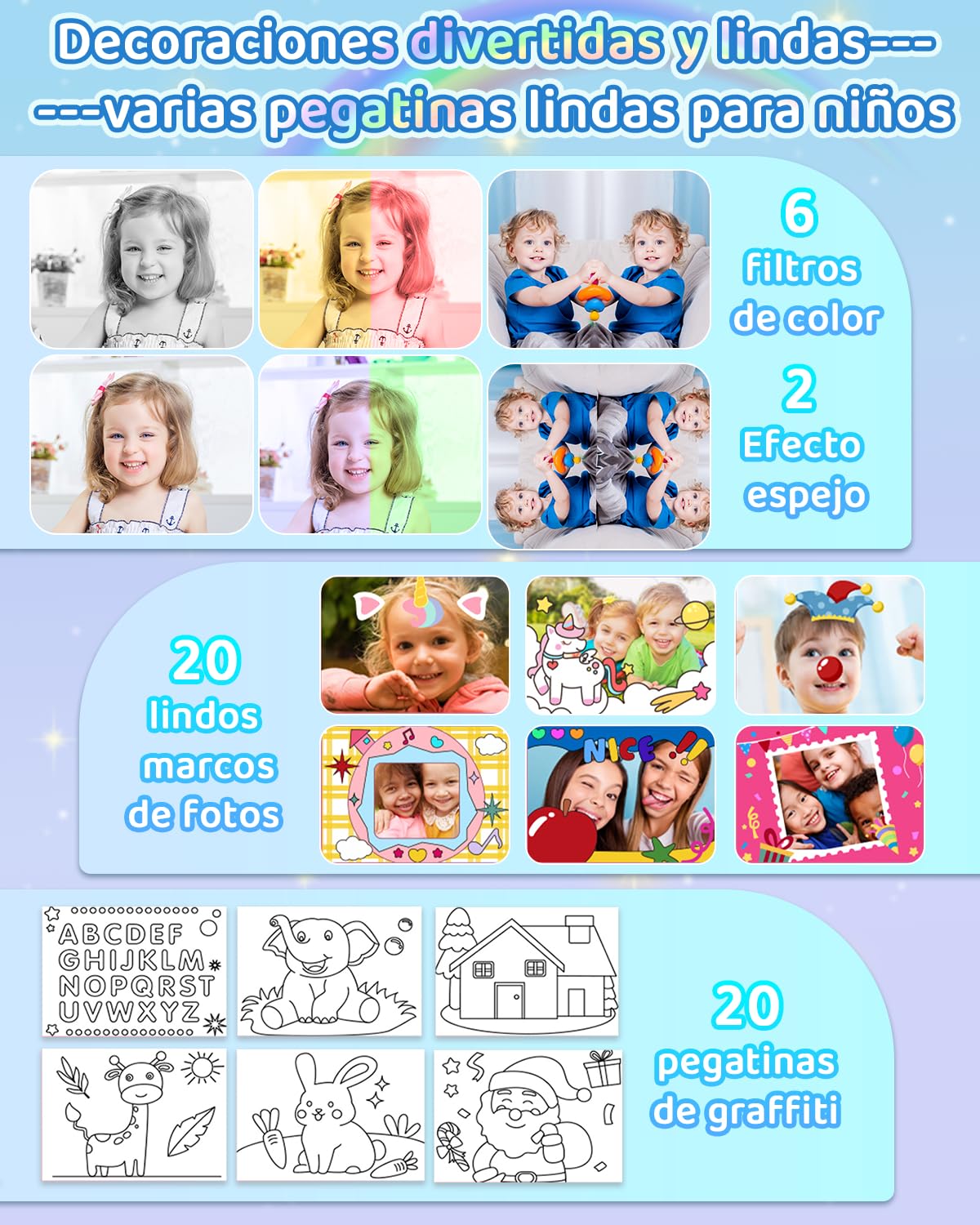 PTHTECHUS®Cámara Infantil, Cámara Instantánea Niños,cámara Digital Selfie y Video,Papel de impresión,Tarjeta SD 32 GB y 1080P impresión instantánea Regalos para niños de 3 a 12 años (Azul)