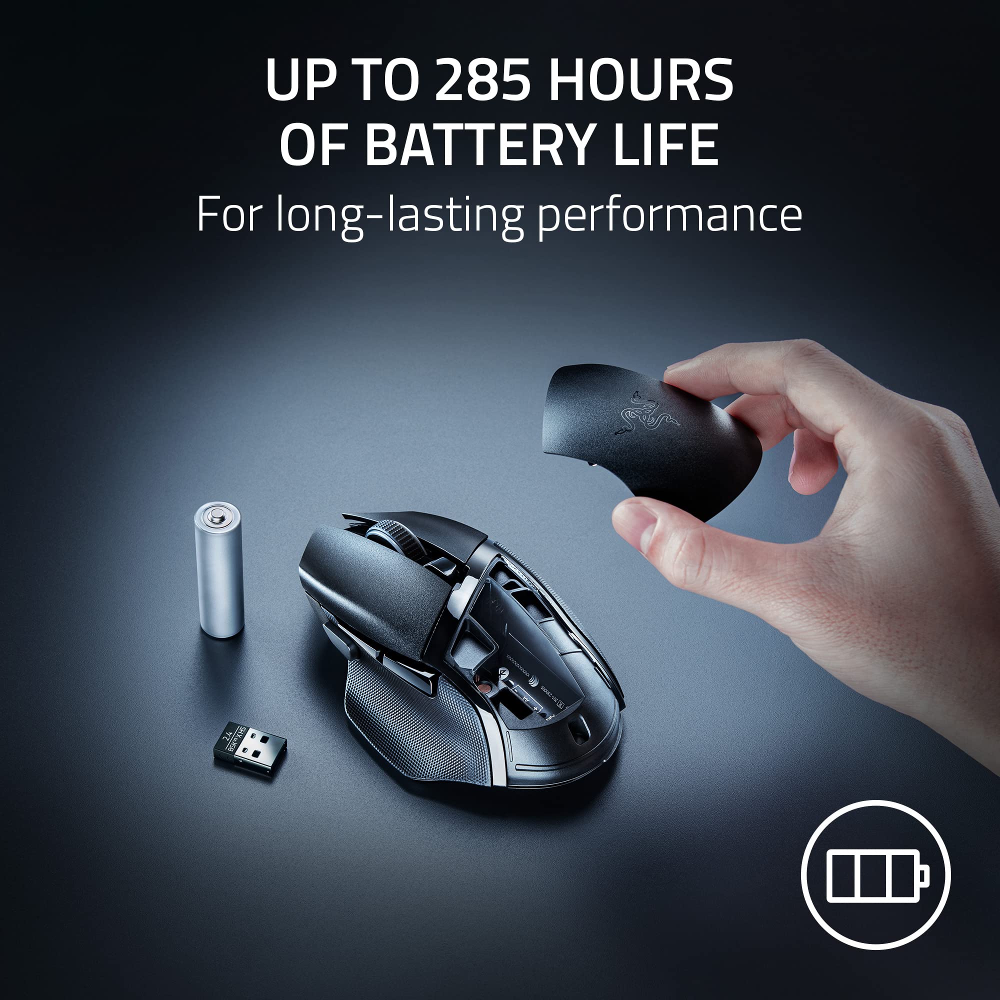 Razer Basilisk V3 X HyperSpeed mouse inalámbrico personalizable para juegos: interruptores mecánicos Gen-2-5G Sensor óptico avanzado de 18 K - Chroma RGB - 9 controles programables - Negro clásico