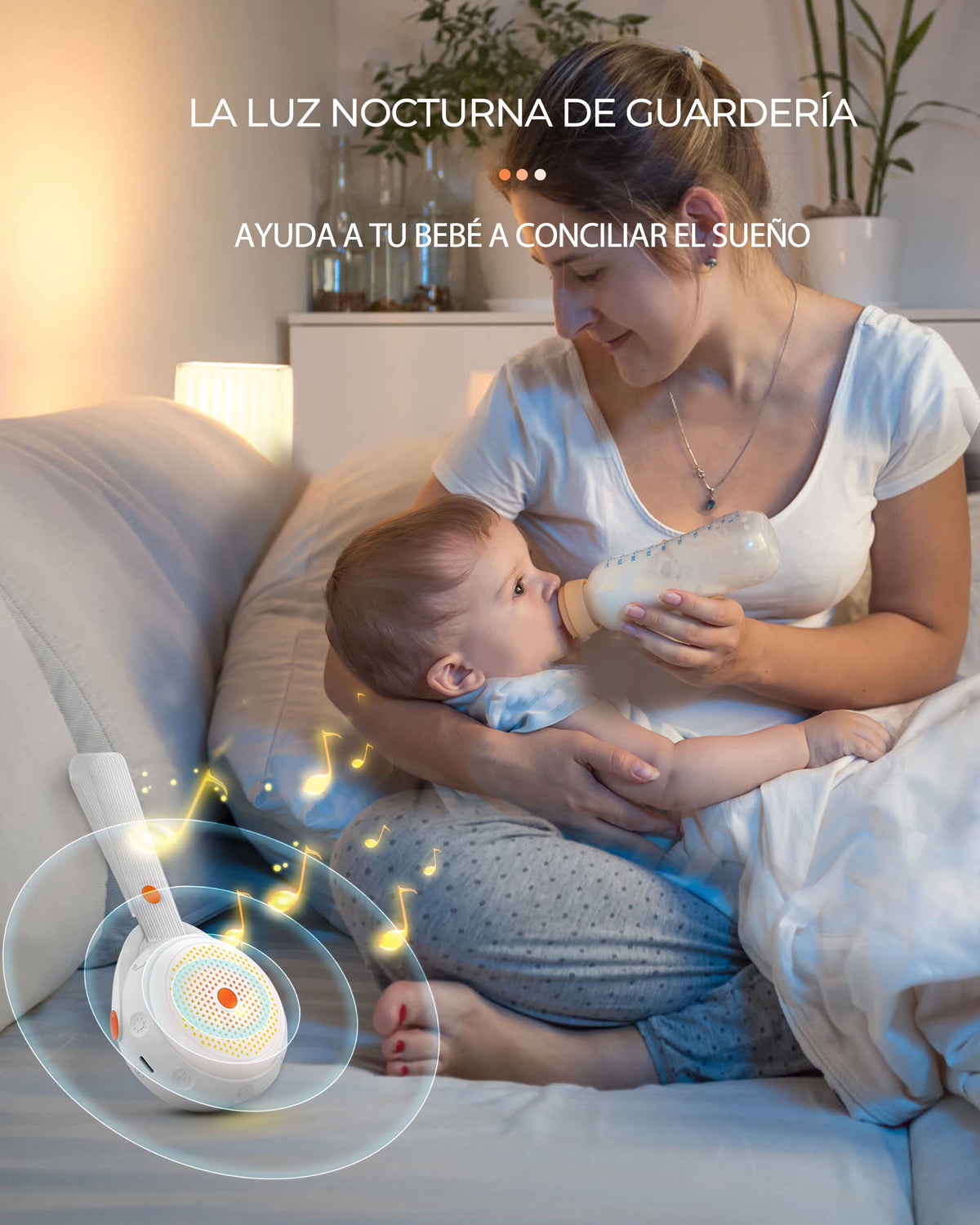 SNORF Ruido Blanco para Bebe, Elegante Máquina de Ruido Blanco, 12 Sonidos Relajantes, Adecuada para Bebés y Adultos, Diseño Portátil, Altavoz Bluetooth Inalámbrico