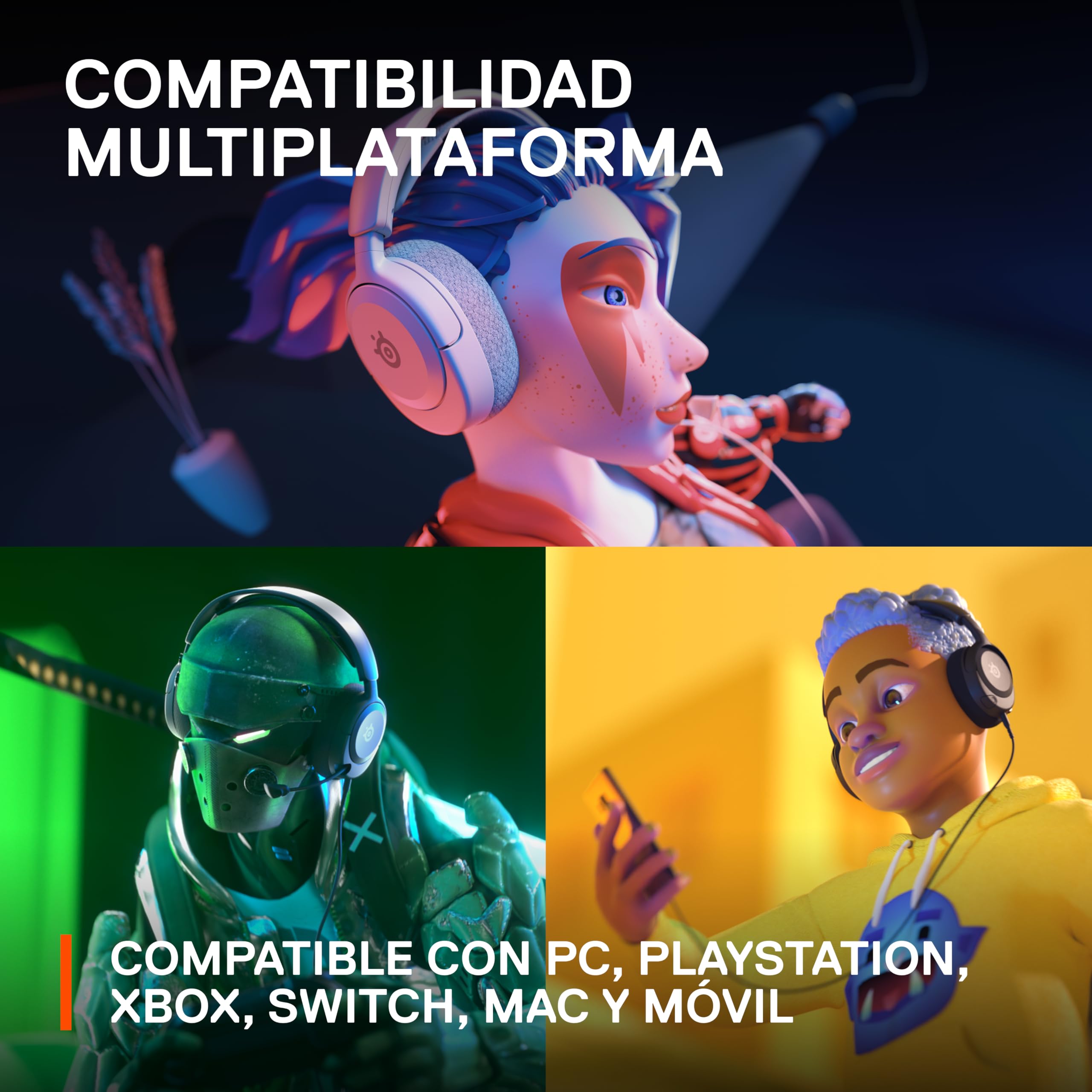 SteelSeries Nuevos Auriculares para Juegos multisistema Arctis Nova 1 — Controladores Hi-Fi — Audio Espacial de 360° — Micrófono con cancelación de Ruido — PC, PS5/PS4, Switch, Xbox - Blanco