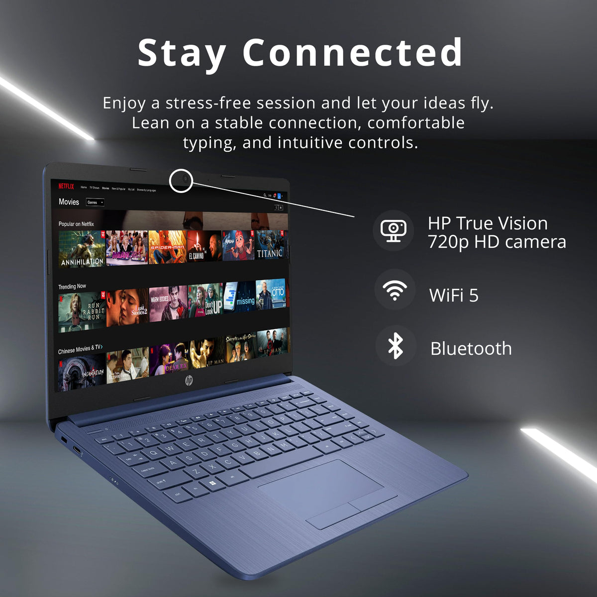 HP Portátil HD de 14 Pulgadas, Windows 11, procesador Intel Celeron de Doble núcleo de hasta 2.60 GHz, 4 GB de RAM, 64 GB SSD, cámara Web, Dale Pink (reacondicionado) (Azul Dale