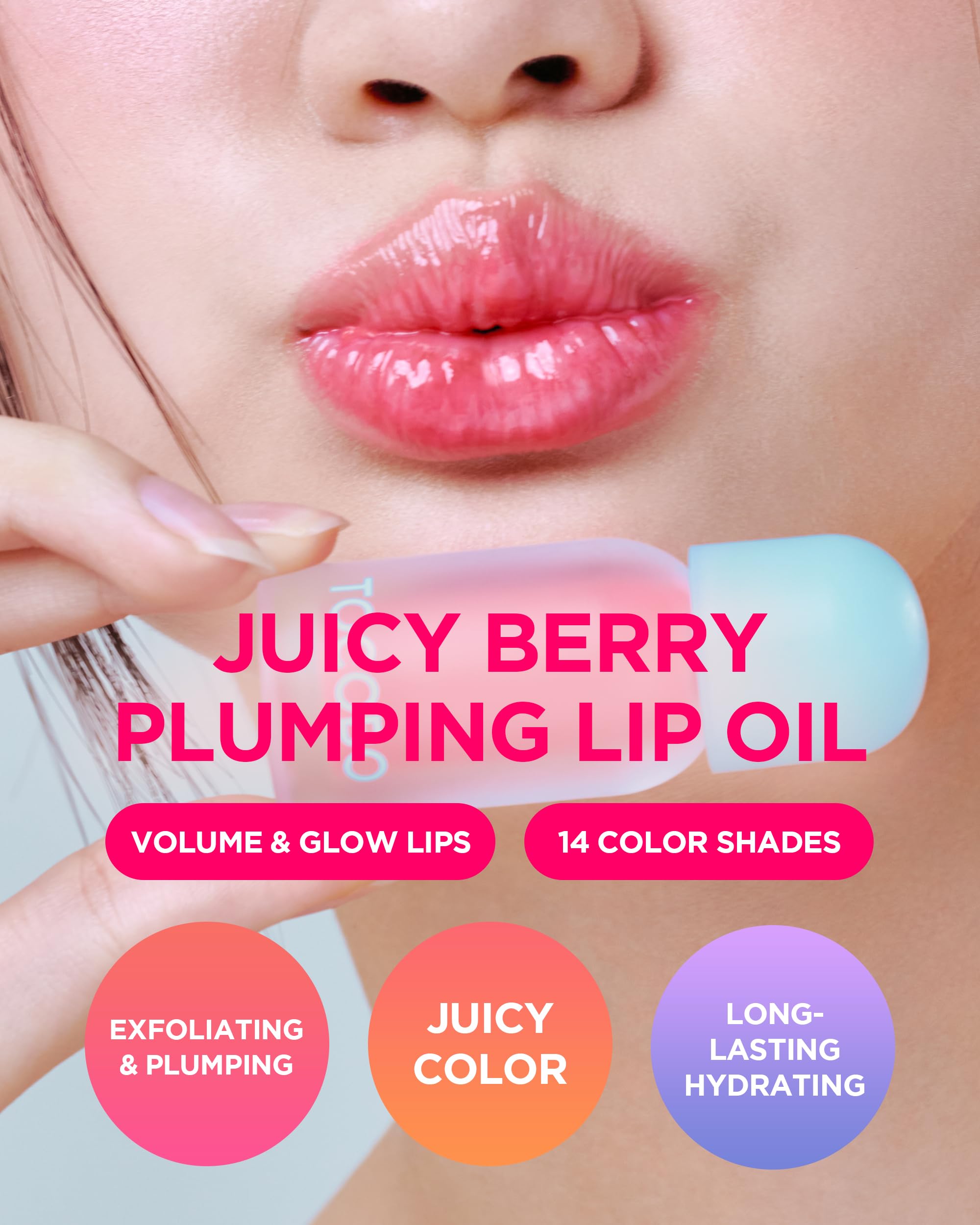 TOCOBO Juicy Berry Plumping Lip Oil 18 Cozy Pink – Aceite labial hidratante coreano vegano con aceites vegetales para un alto brillo – Fórmula no pegajosa para todos los tonos de piel, 4g