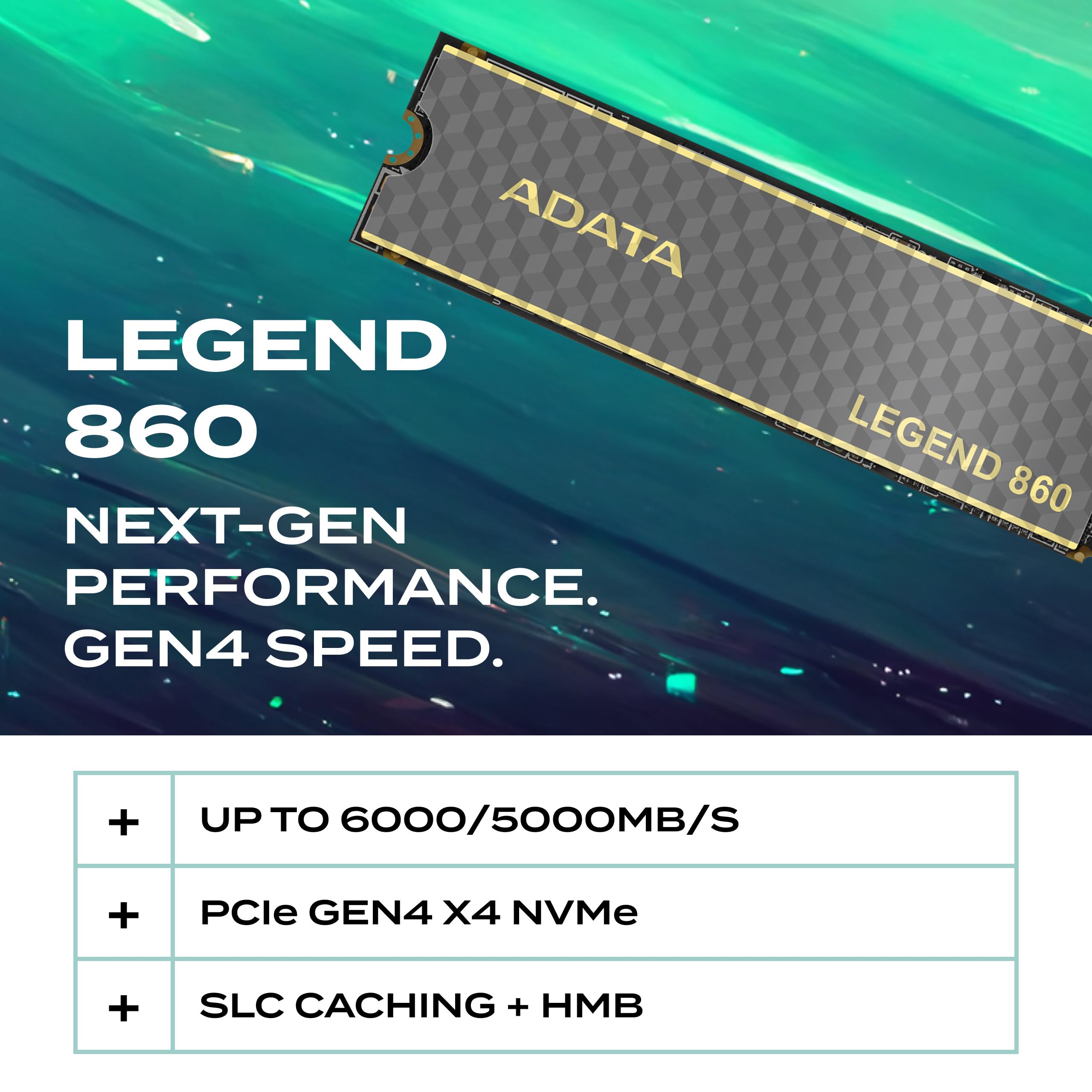 ADATA SSD Legend 860 1000GB (6,000/5,000 MB/s) PCIe Gen 4x4 2280, Soporte SSD Toolbox, NVMe