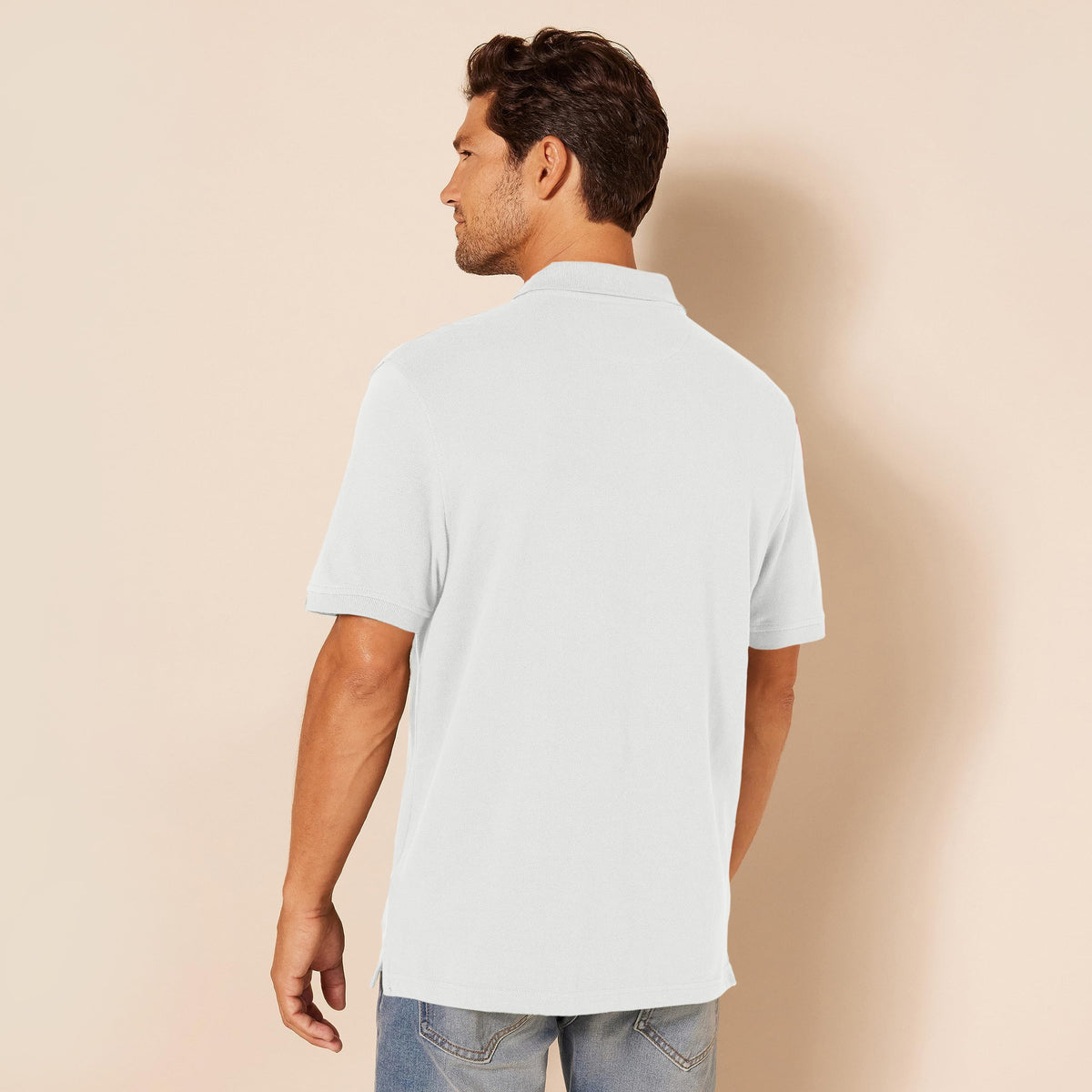 Amazon Essentials - Polo de piqué de algodón ajustado para hombre, color blanco, talla M