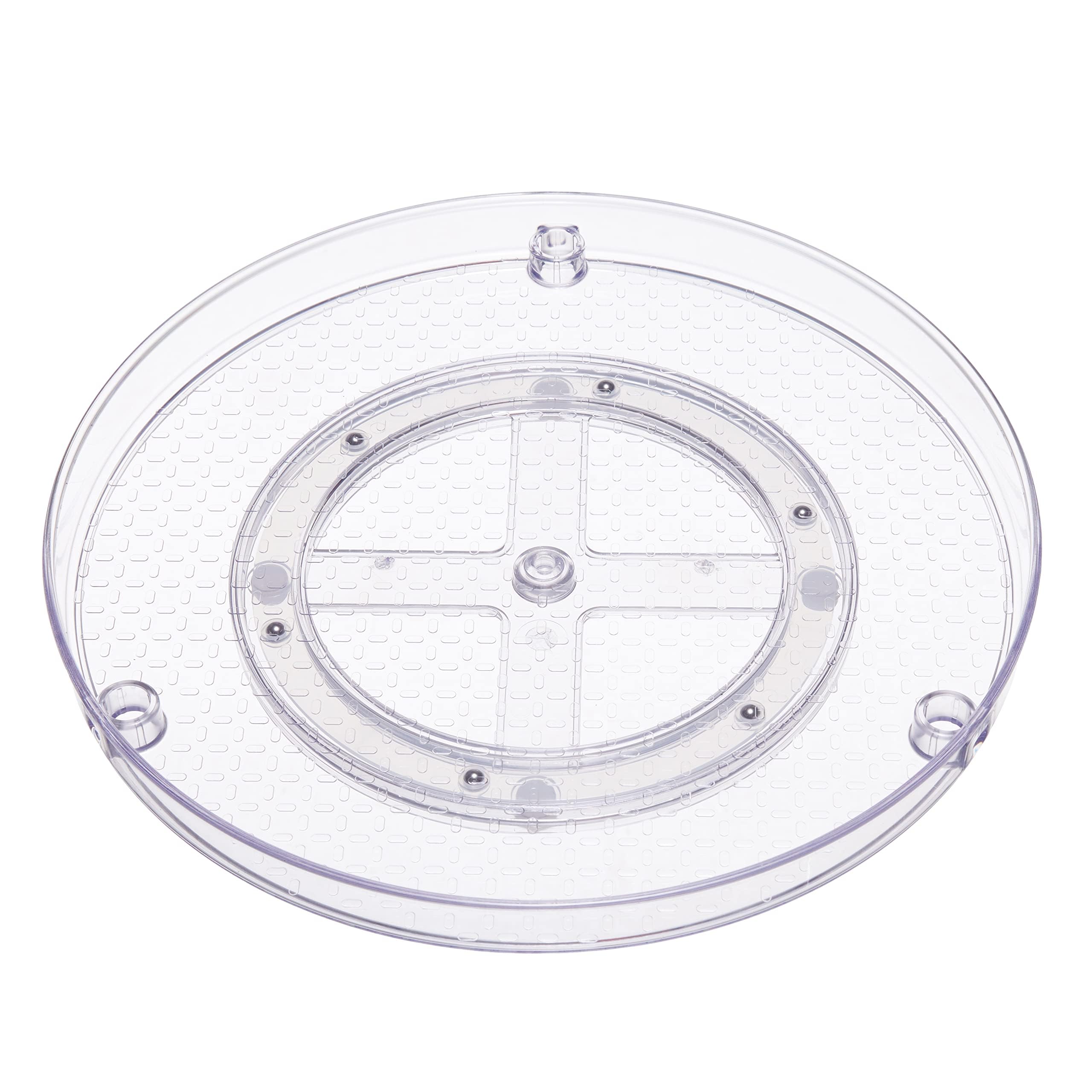 Amazon Basics Organizador de charolas giratorias Lazy Susan de 2 Niveles, 23 cm de diámetro, Paquete de 2, Transparente