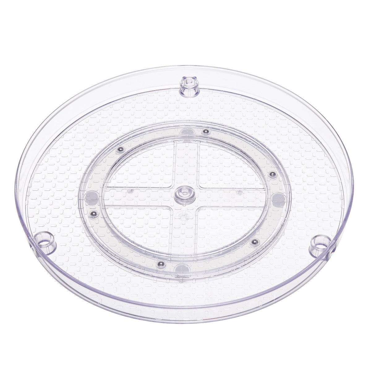 Amazon Basics Organizador de charolas giratorias Lazy Susan de 2 Niveles, 23 cm de diámetro, Paquete de 2, Transparente