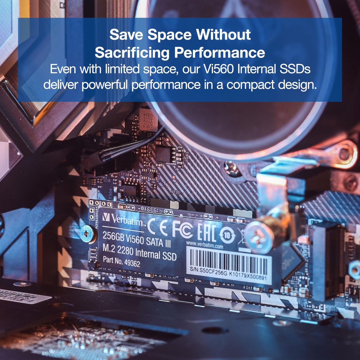 Verbatim Vi560 S3 - Unidad SSD Interna de 256 GB de Almacenamiento de Datos, Unidad de Estado sólido con SATA III M.2 2280 y tecnología NAND 3D, Color Negro, Ideal para portátiles y ultrabook