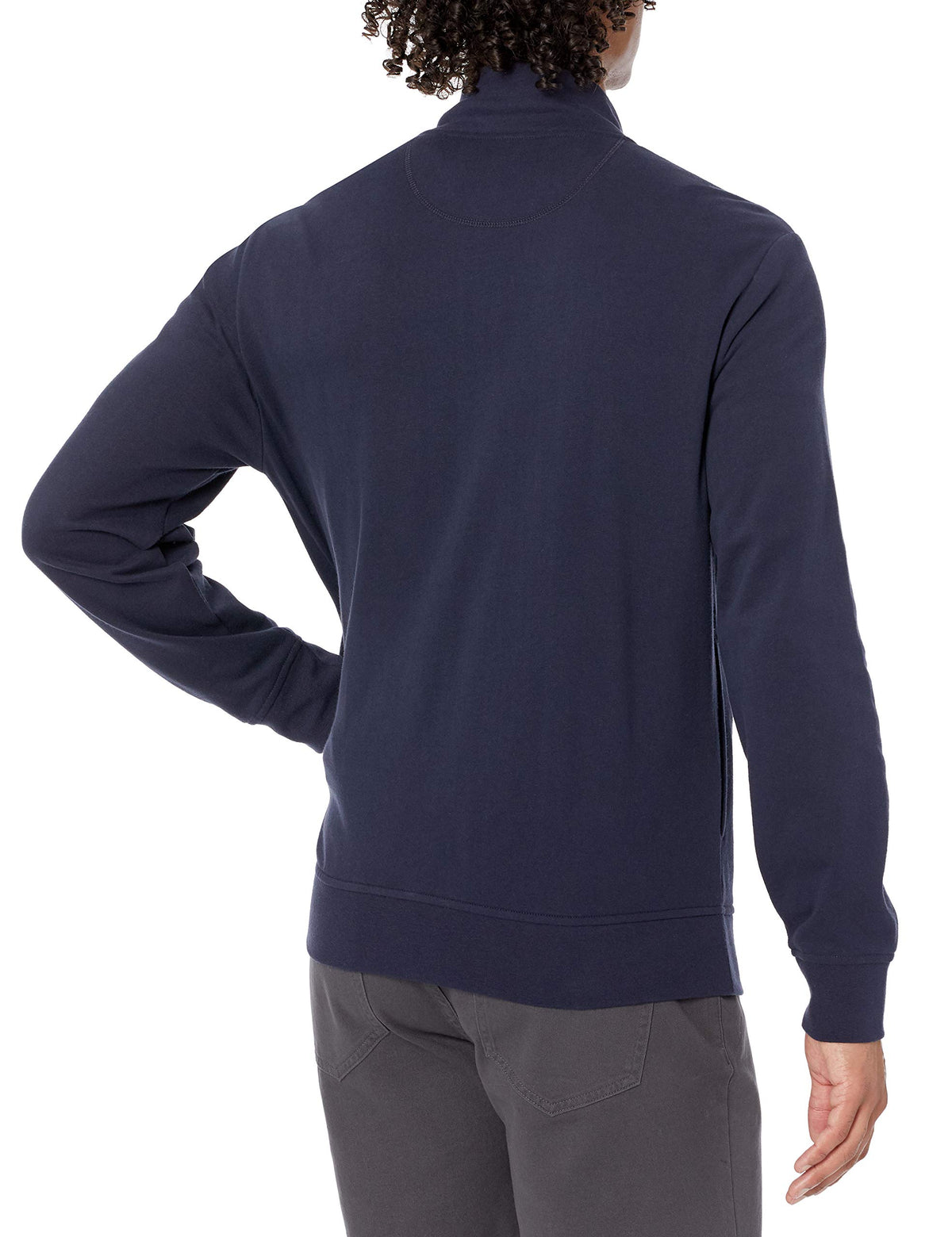 Amazon Essentials Men's Lightweight French Terry Full-Zip Mock Neck Sweatshirt, Dark Navy, Large