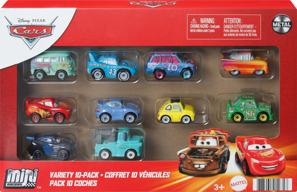 Mattel Disney and Pixar Cars Mini Racers, Paquete de 10 vehículos de Juguete coleccionables para niños y coleccionistas a Partir de 3 años (Exclusivo de Amazon)