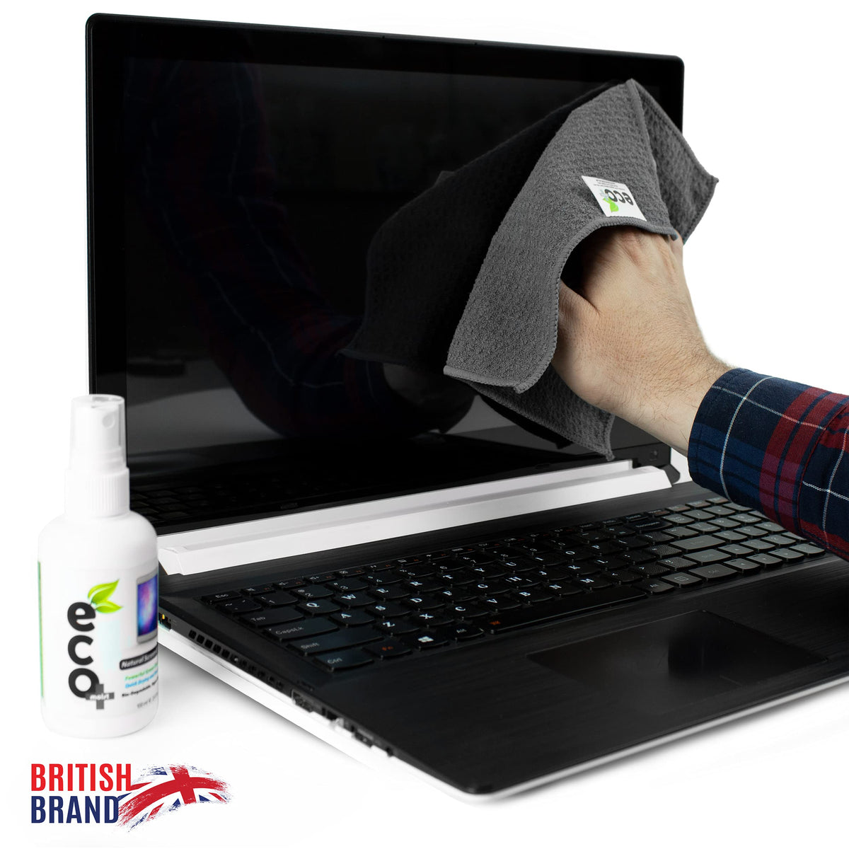 Ecomoist Limpiador de pantallas de 100 ml toallas de microfibra de 30 x 30 cm Limpieza ecológica Ideal para LCD LED HDTV Monitores de computadora TV iPad iPhone Tablet Smartphone Laptops