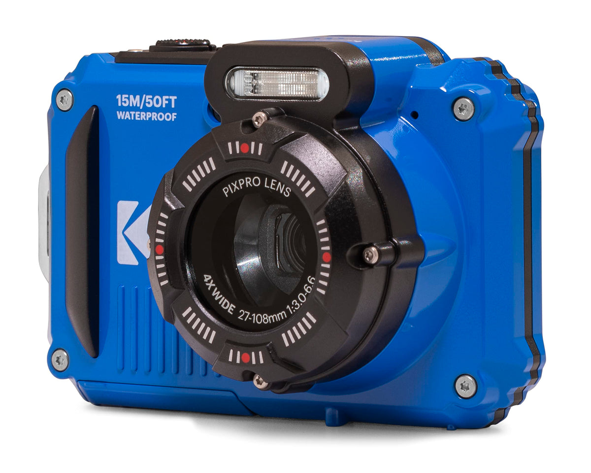 Kodak PIXPRO WPZ2 - Cámara Digital WiFi Resistente al Agua, a Prueba de Polvo, 16 MP, Zoom óptico 4X, 1080P, Full HD, cámara de Video vlogging LCD de 2.7 Pulgadas (Azul)