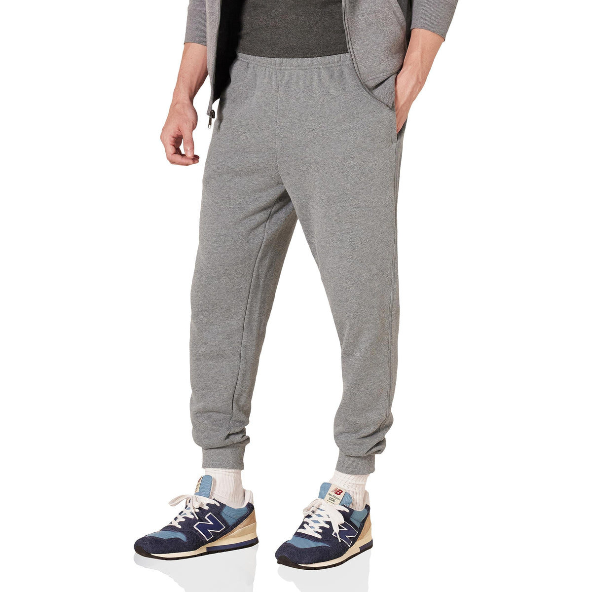 Amazon Essentials - Pantalón deportivo de forro polar para hombre, gris claro jaspeado, talla M