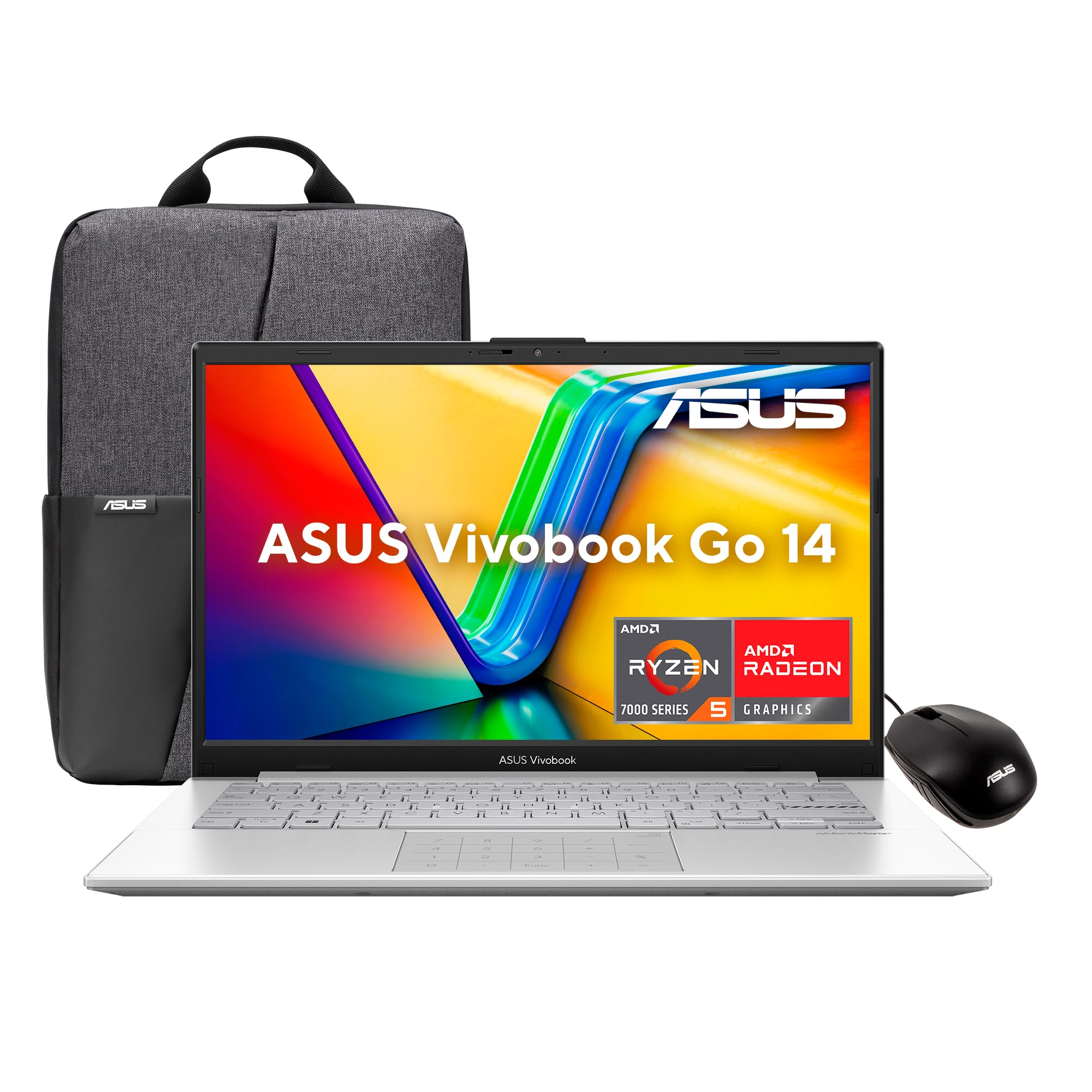 ASUS Vivobook Go 14/ AMD Ryzen 5-7520U/ 8GB - 512GB SSD/Teclado en Español + Mouse y Mochila (Garantía y Servicio en México) (Modelo 2024)