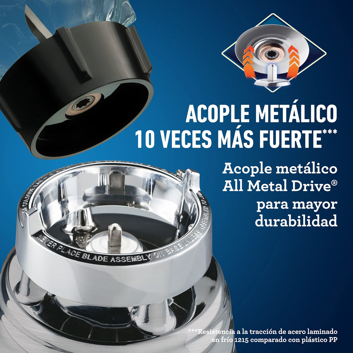 Oster® Licuadora clásica cromada 2 velocidades vaso de vidrio BLST4127013