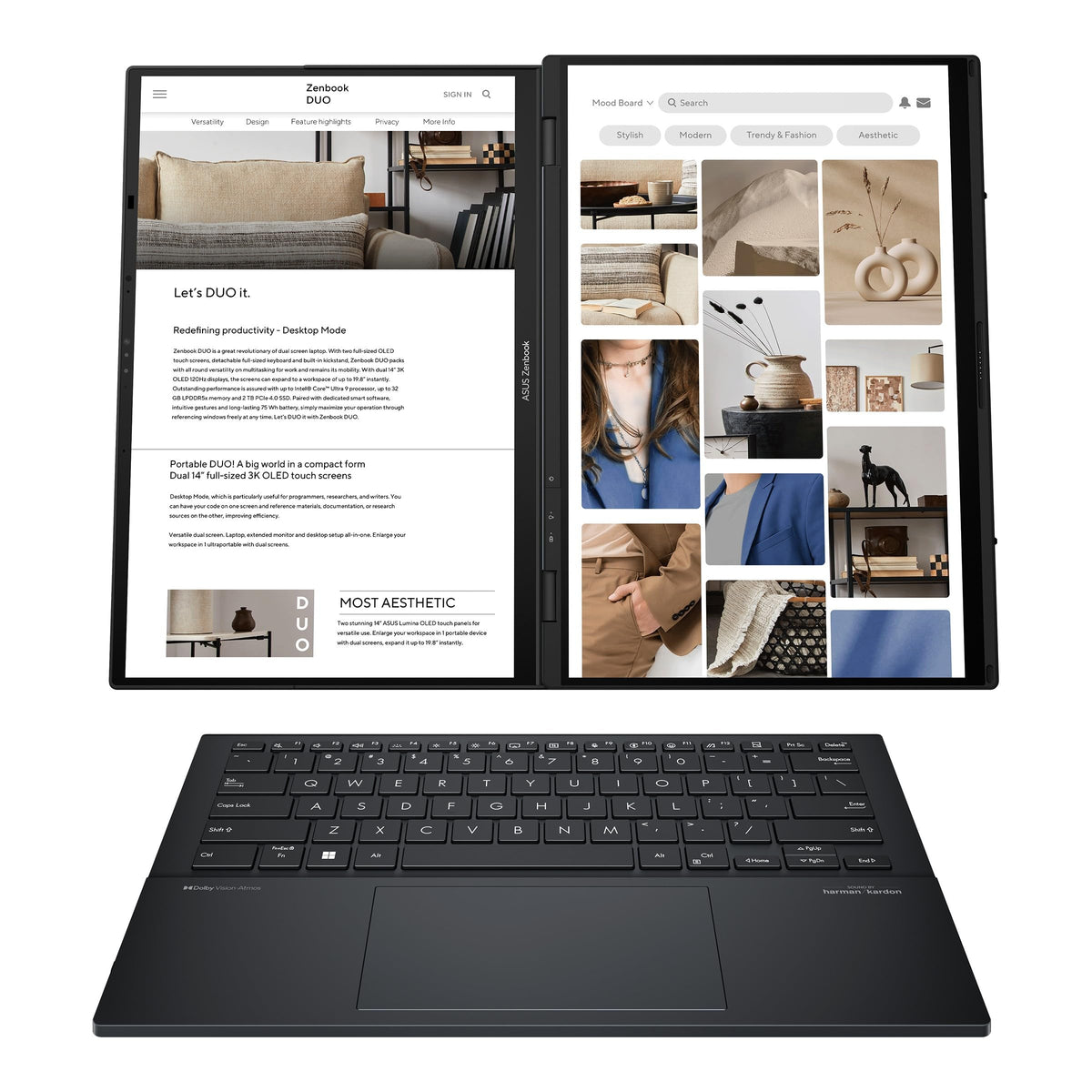 ASUS Laptop Zenbook Duo OLED/UX8406MA-PZ051W/Intel Core Ultra 9/Intel ARC Graphics/32GB RAM/ 2TB/Sleeve y Stylus/Teclado en Español (Garantía y Servicio México)