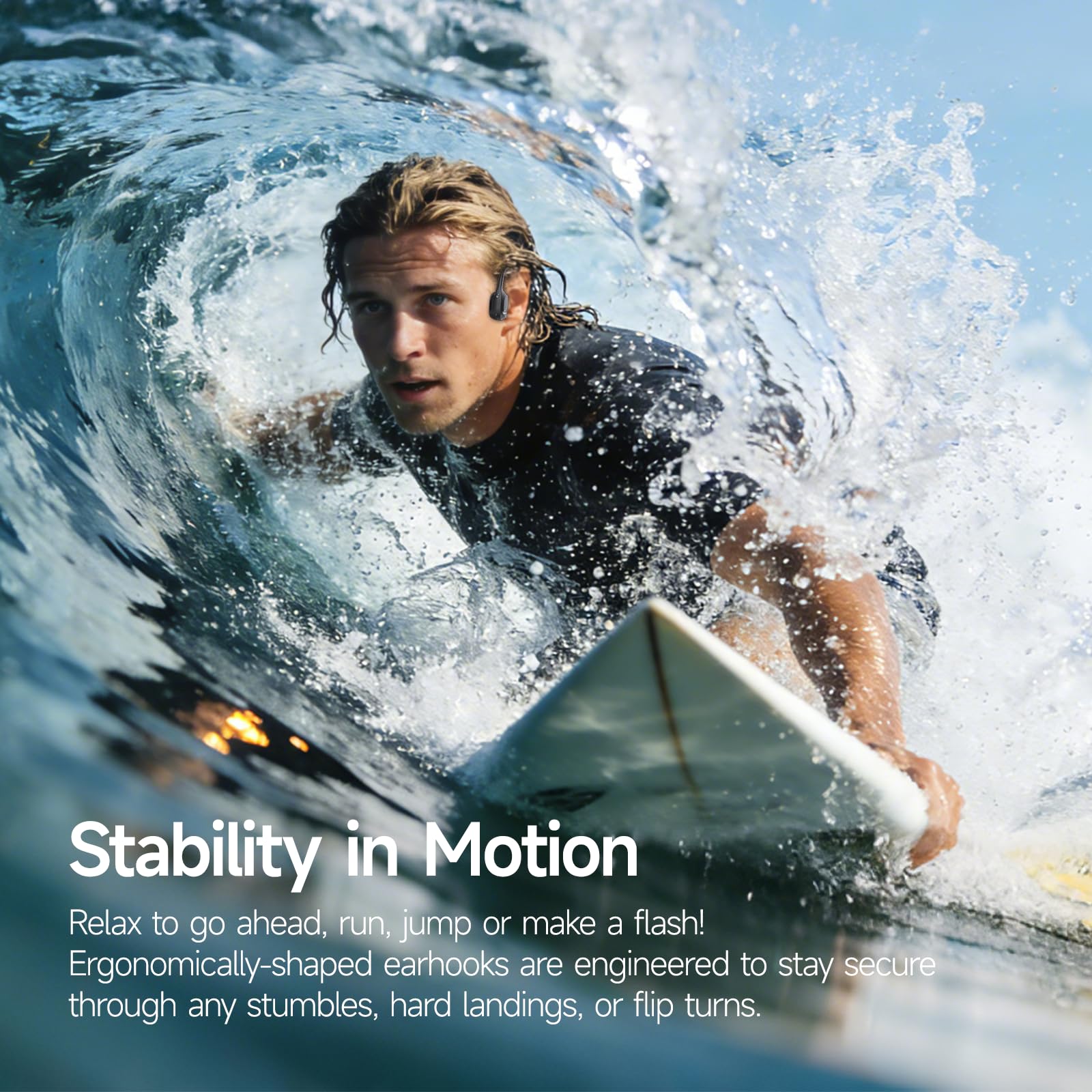 esonstyle Audífonos Conducción Ósea Natación - IP68 Agua Audífonos para Nadar Bluetooth 6.0,Oído Abierto con Reproductor MP3 de 8GB Auriculares para Natación Carreras y Ciclismo