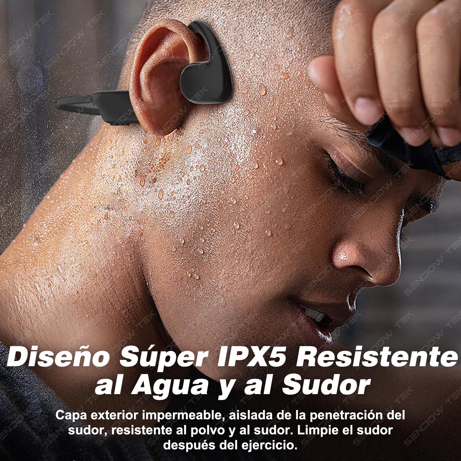 Sendowtek Auriculares de Conducción de Aire Inalámbricos Audífonos Inalámbricos Bluetooth 5.2 Auriculares Inalámbricos Impermeables IPX5 Open-Ear Headphones para Carrera, Deportes y Ejercicio (Negro)