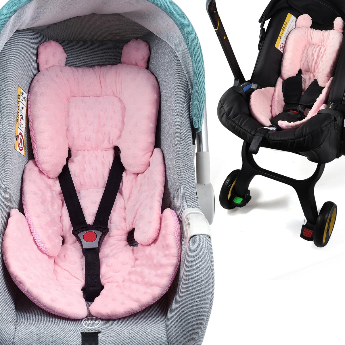 Honeau - Soporte reversible 3 en 1 para asiento de coche, para recién nacido, inserto de asiento de coche 3D Minnky para bebé, cojín de asiento de coche extra suave y transpirable, para niños y niñas,
