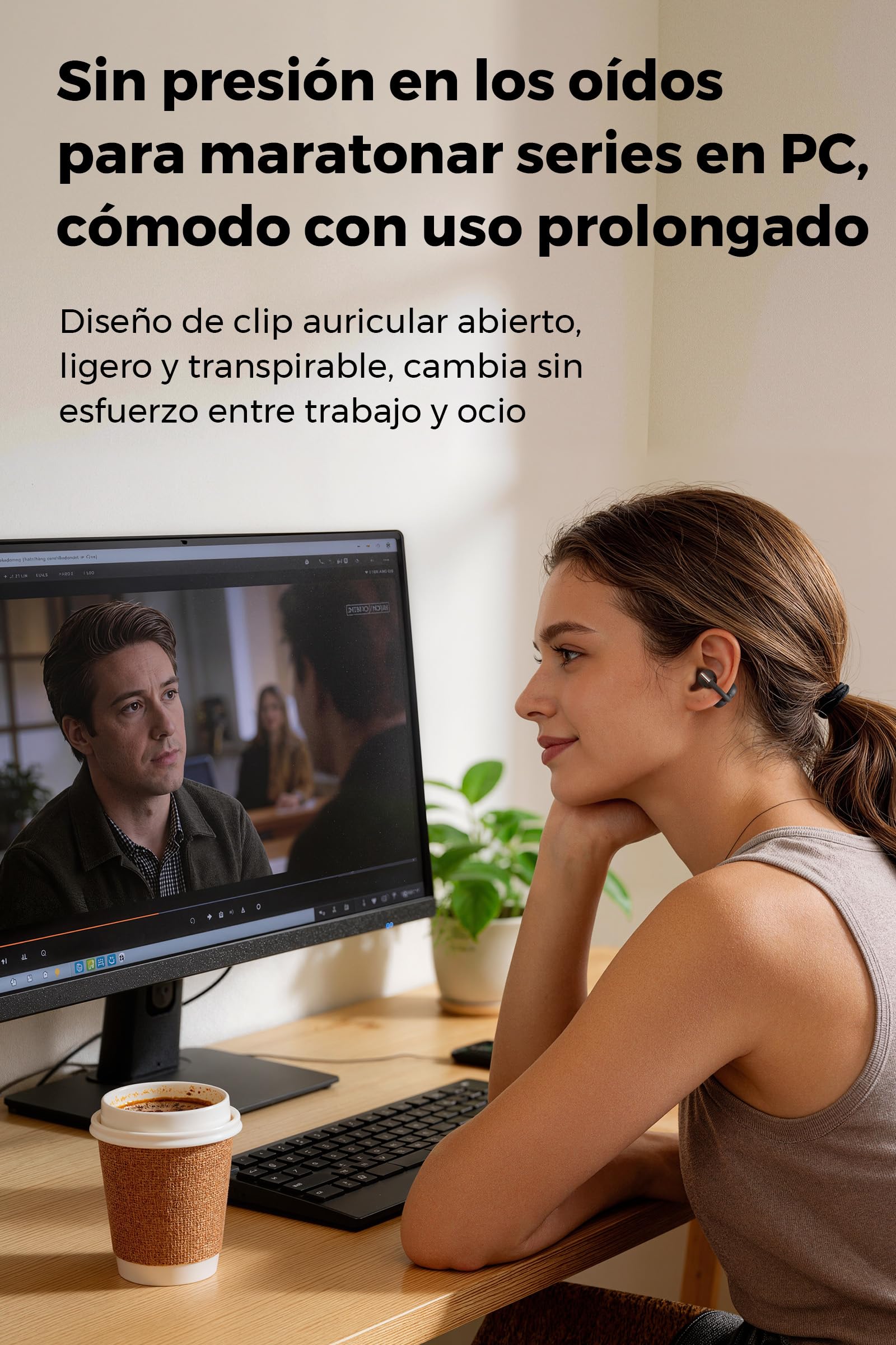 SoundPEATS Clip1 Audífonos Open-Ear Cómodos y Estables, Dolby Audio
