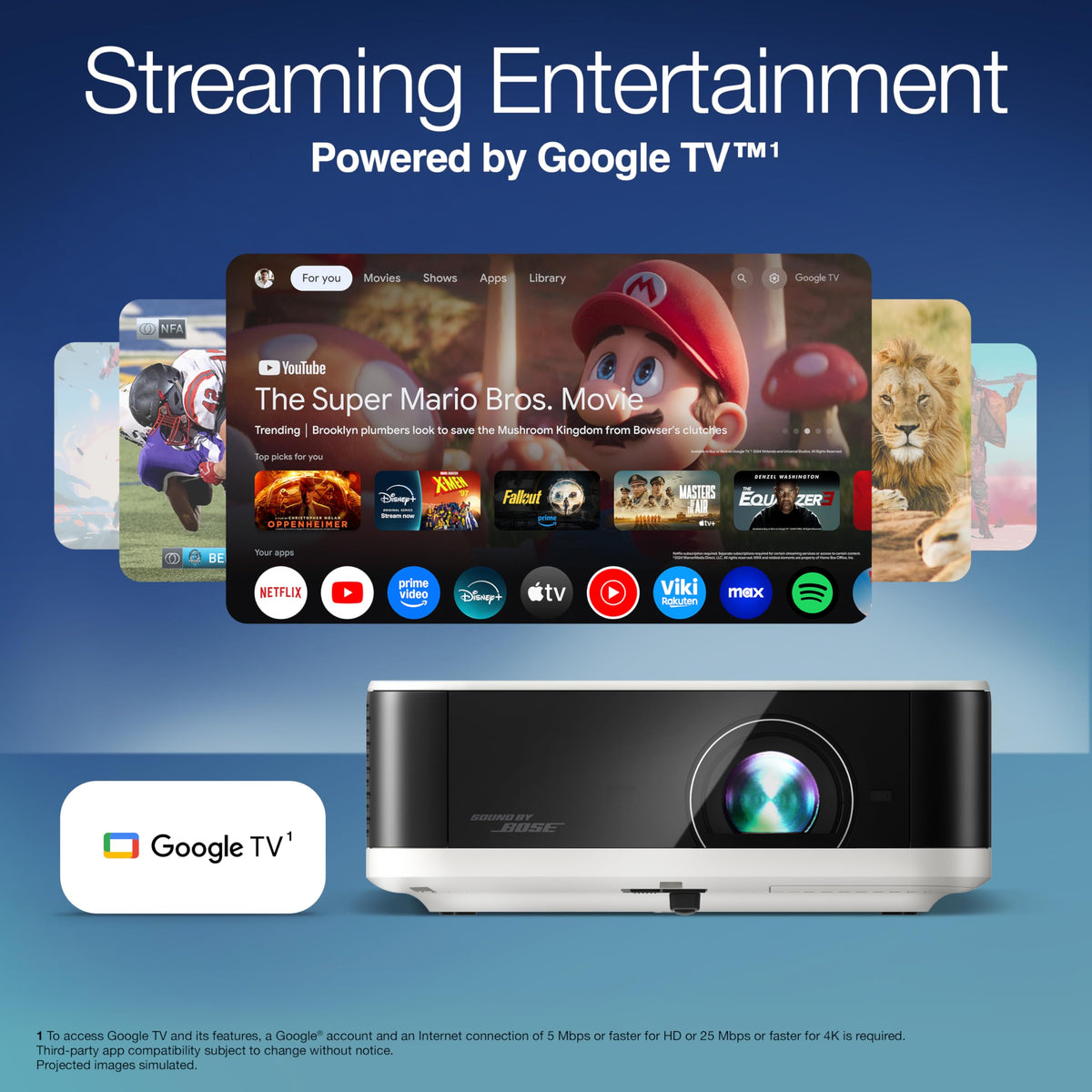 Proyector portátil Epson Lifestudio™ Pop EF61 Blanco Cálido Full HD portátil con Sonido Bose, App Epson Projection Studio y Google TV Integrado, tecnología Triple Core Engine