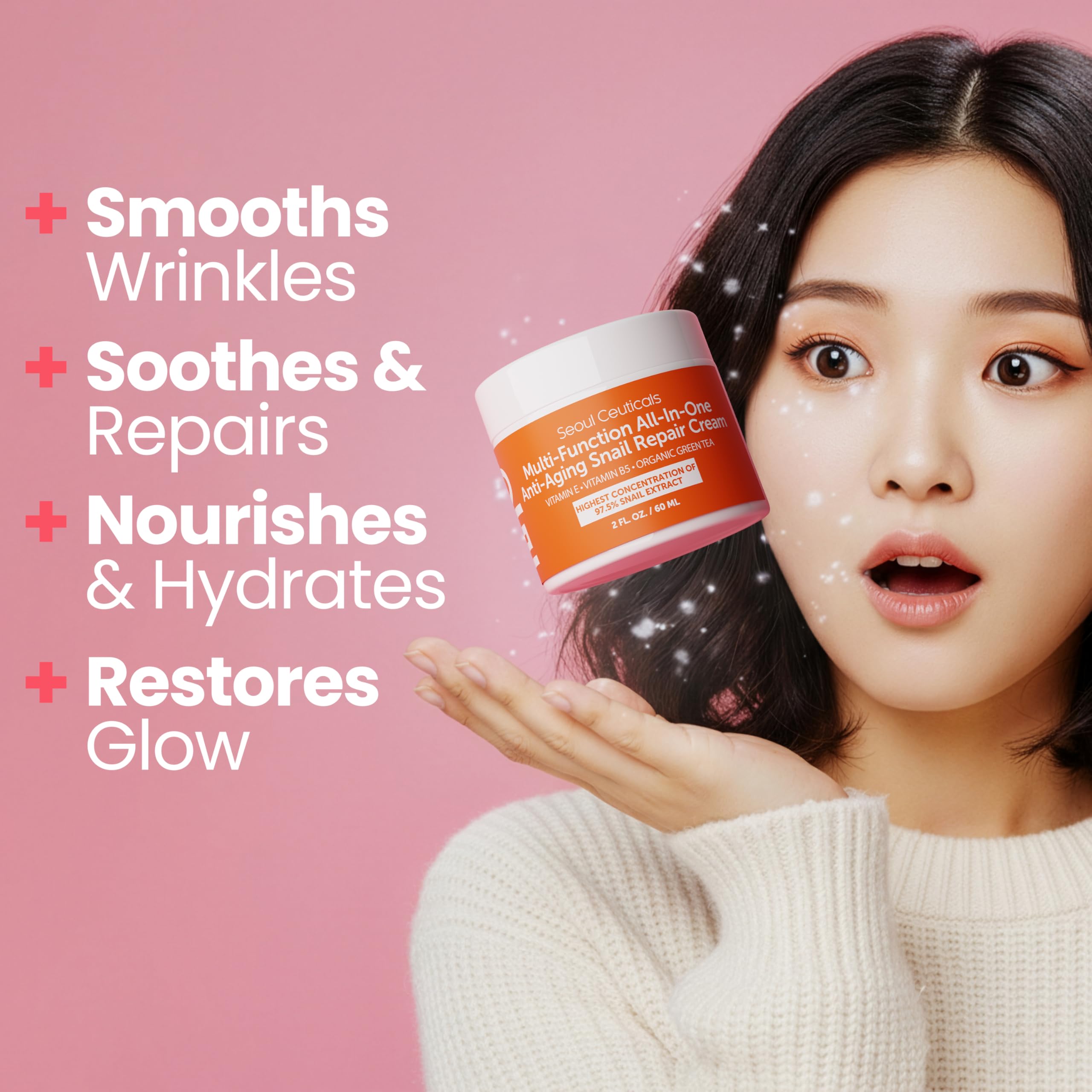 SeoulCeuticals Crema Multiusos con Extracto de Caracol, Vitamina E y Té Verde, 2oz
