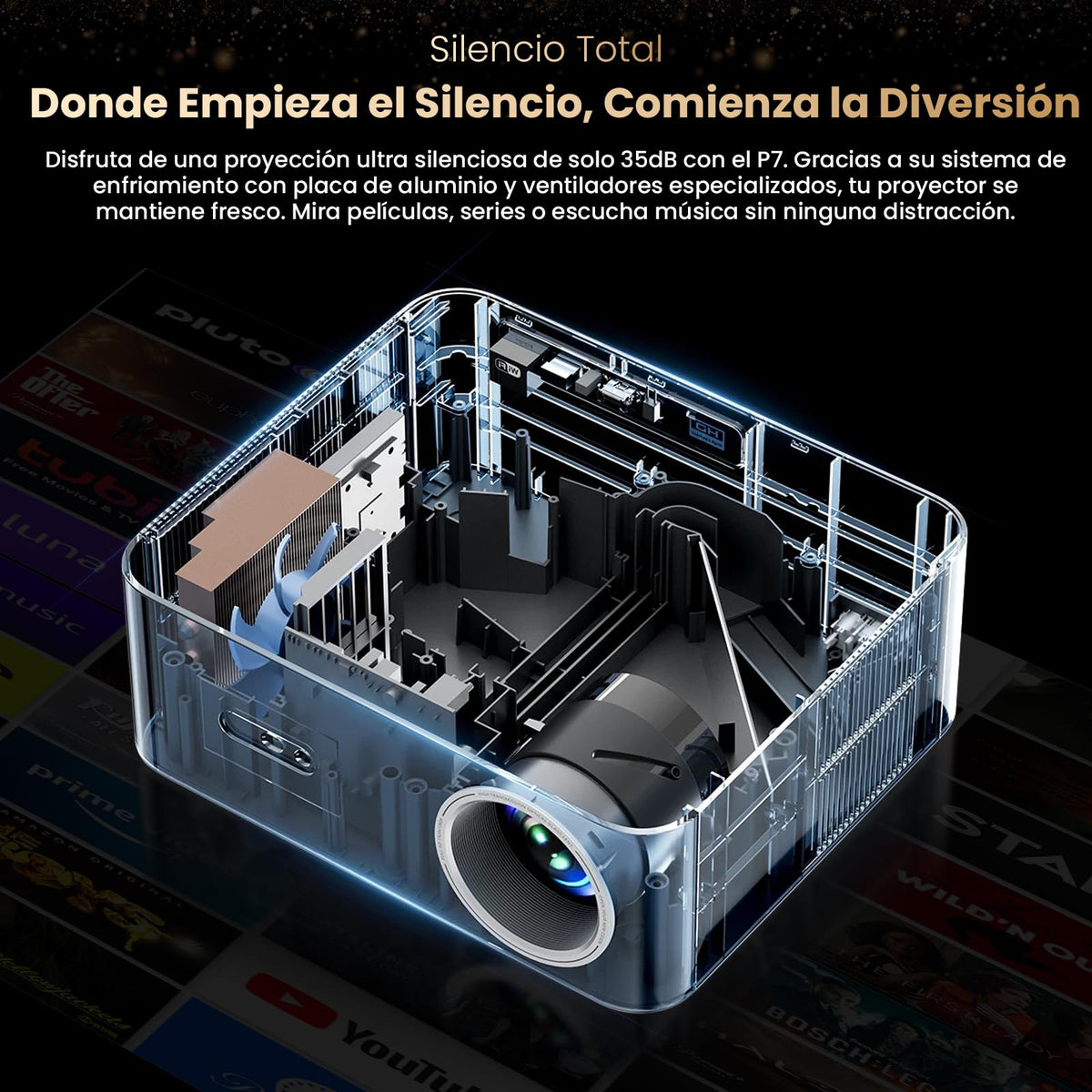 KACOTA 【Autoajuste/3000ANSI】 Proyector 4K P7 Pro, Android Sistema,Memoria 2+32GB,Proyector Gamer/Cine en casa(Latencia<18 ms),300 Pulgadas,WiFi 6,RJ45,Bluetooth 5.2, Compatible con iOS/Android/PC/PS5
