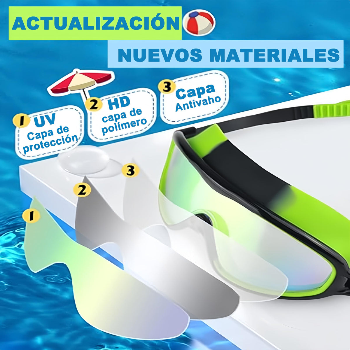 Gafas de Natación para Niños,2 Pcs Anteojos de Natación para Niños con Tapón La Oídos y Clip para La Nariz,Swim Goggles Ajustable de Silicona,Protección UV,Sin Fugas,Antivaho Anteojos de Natación