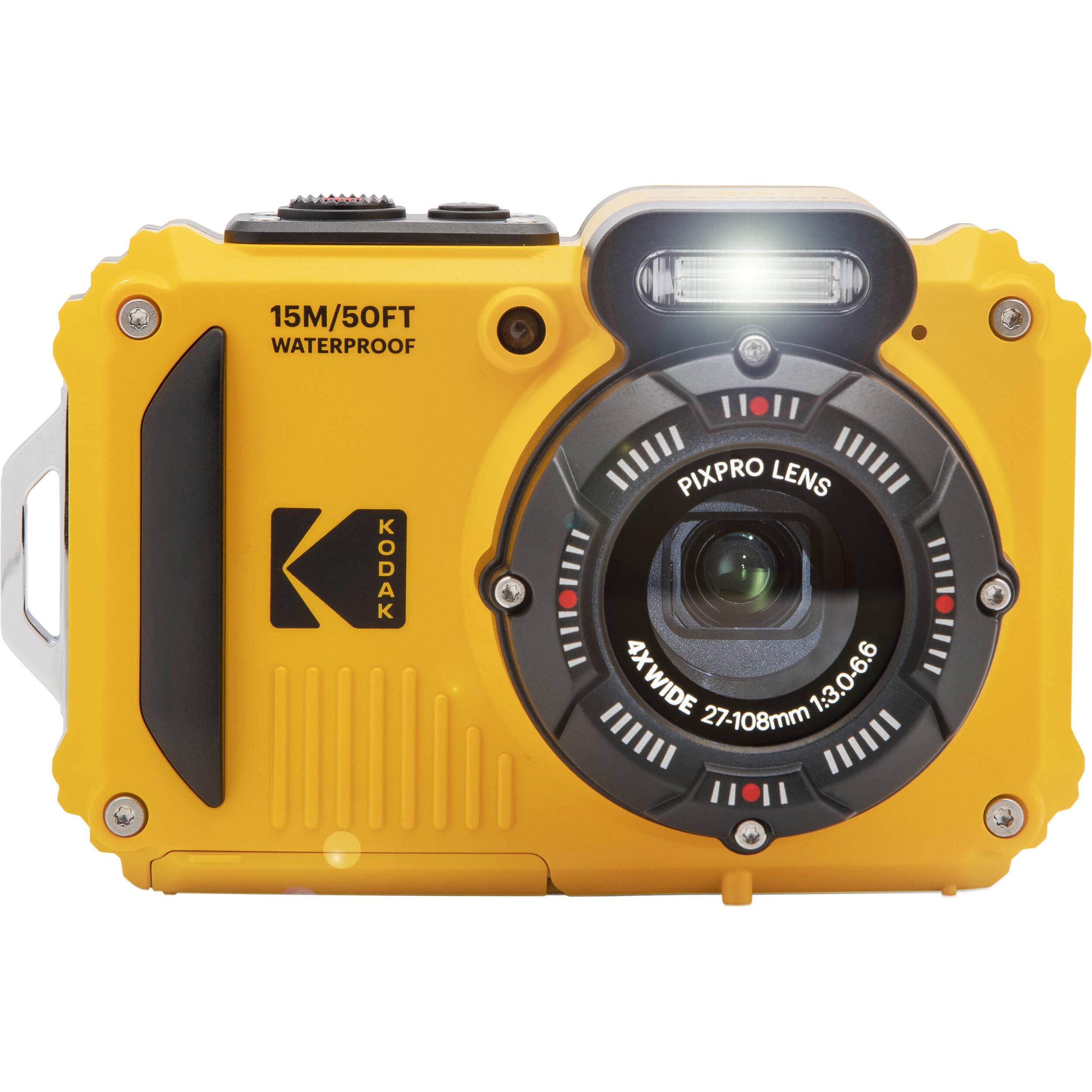 Kodak PIXPRO WPZ2 - Cámara digital resistente y a prueba de agua con estuche negro Point & Shoot + tarjeta microSDHC de 32GB (amarillo) Paquete (3 artículos)