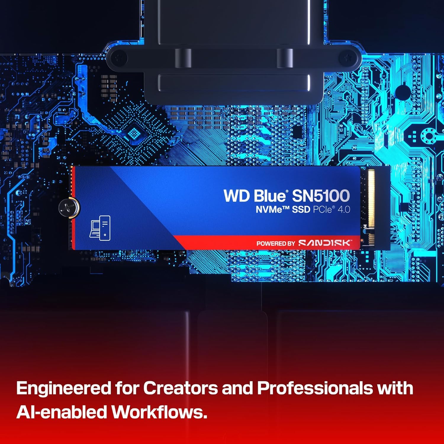 WD Blue SN5100 1TB NVMe SSD - M.2 2280, PCIe Gen 4.0, Unidad Interna de Estado sólido - velocidades de Lectura de hasta 7,100 MB/s, Almacenamiento actualizado para PC/portátiles - WDS100T5B0E