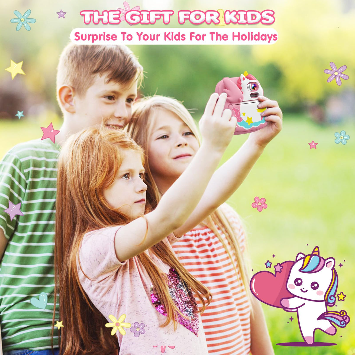 CAMCLID Camara Fotos Infantil Instantanea, 2,4 ’‘ HD 1080P Cámara Fotos Infantil con Tarjeta SD de 32G y Papel Fotográfico de Impresión, Regalos de Navidad para Niños y Niñas de 3 a 12 años (Rosa)