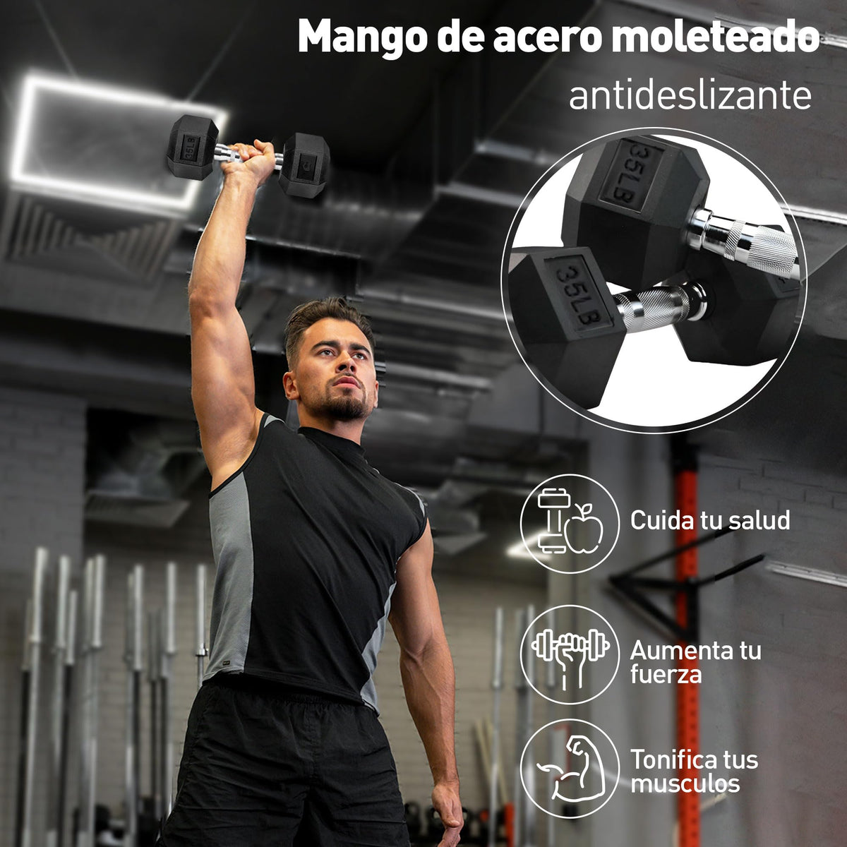 Bluelander Kit de Mancuernas, Juego de Pesas, Pesas Para Ejercicio En Casa, Kit de Pesas para Ejercicio, Cubierta de Caucho, Mango de Acero Moleteado, Mancuernas 5,10,15, 20, 25 Lbs (20, Libras)