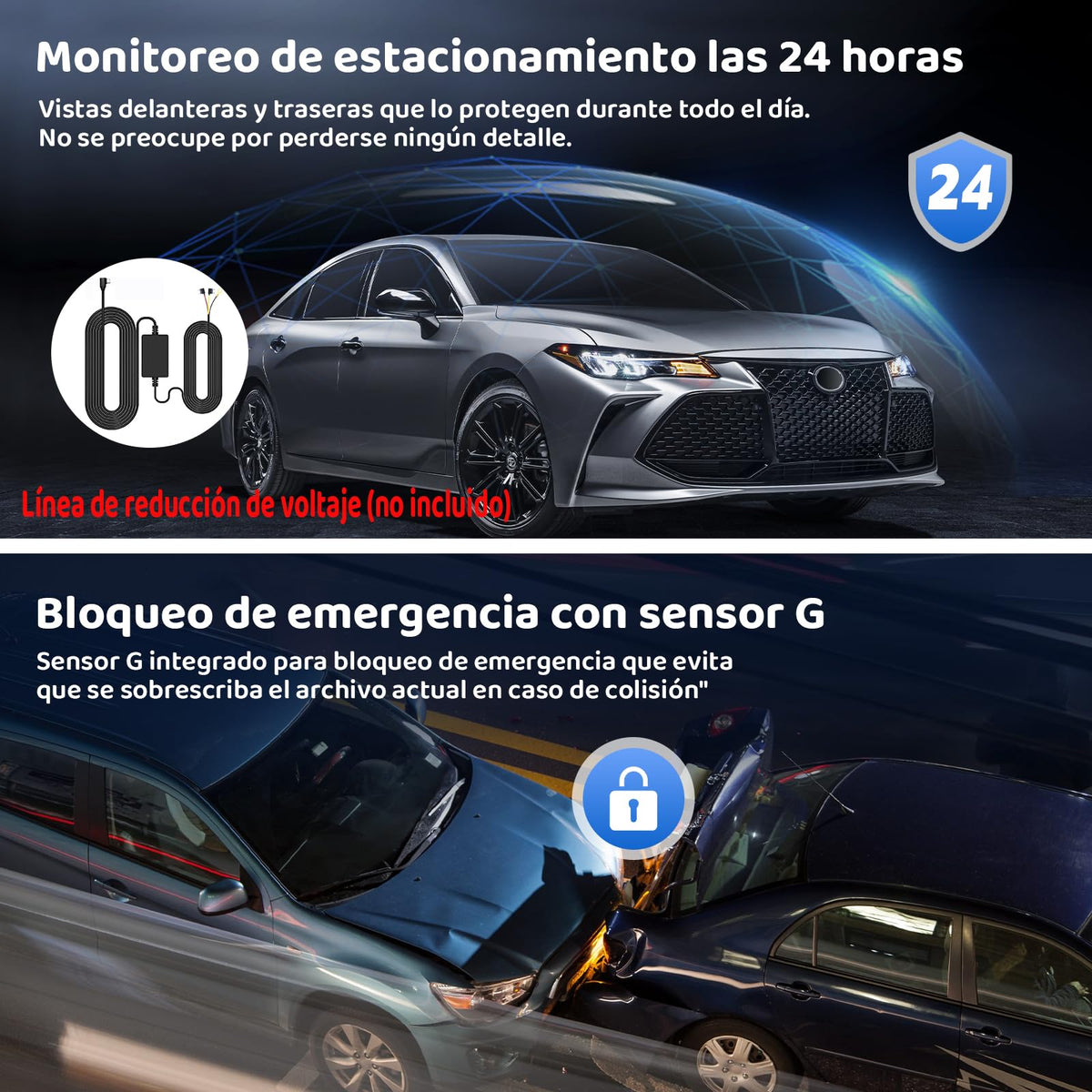 Gurkitsy Dashcam para Auto, 3'' Dash CAM,1080P HD Cámara Carro Delantera, Cámara Automovil para Auto y Carro, con Visión Nocturna 2.0 y WiFi, Control de App, Grabación en Bucle, Sensor G