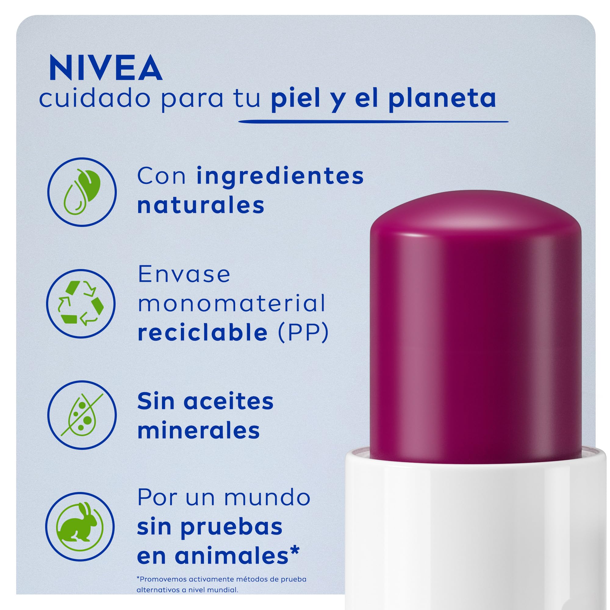 LABELLO Bálsamo labial con color Mora (4.8g) protector labial con Vitamina E libre de aceites minerales 24 horas de humectación