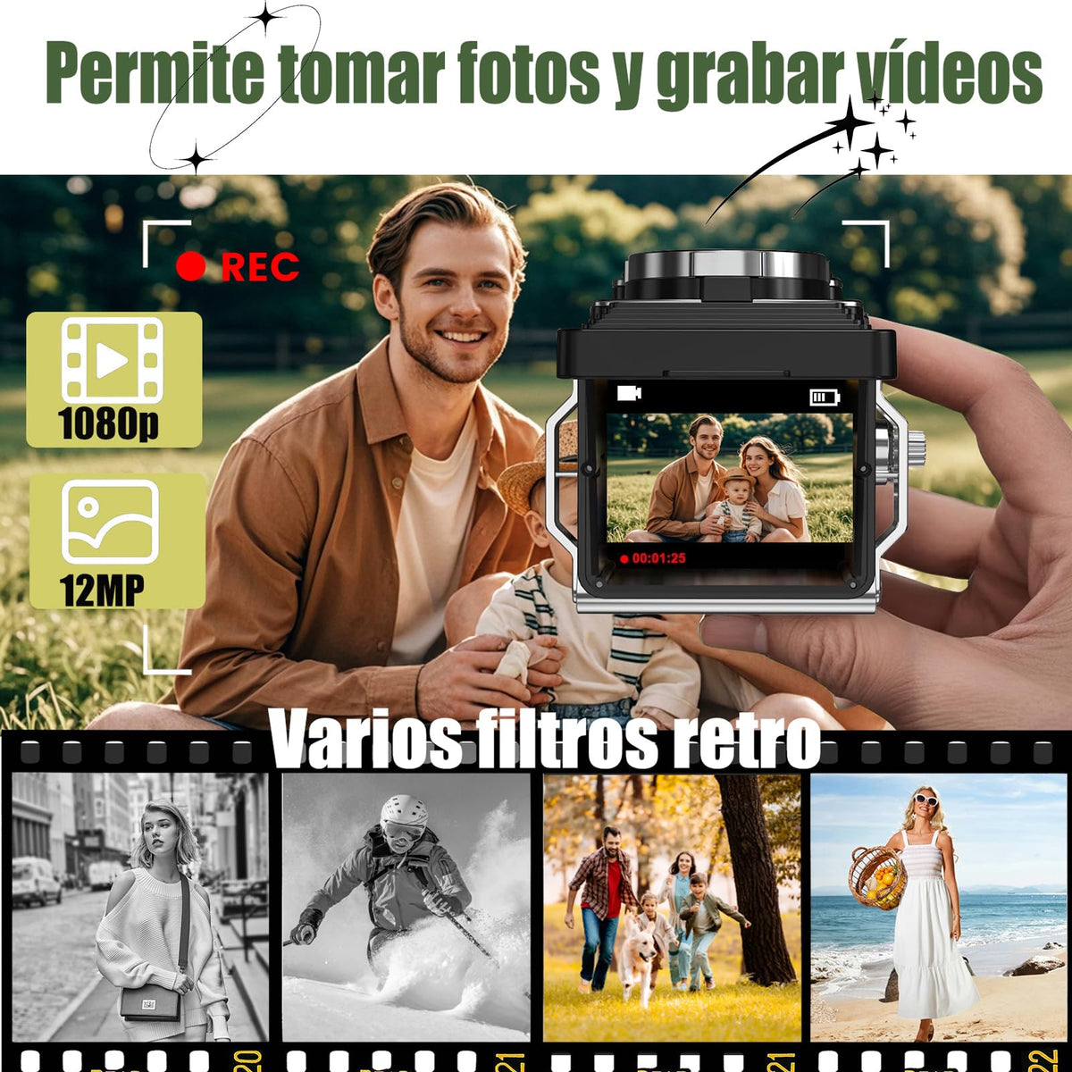 BIYCYI Retro Cámara Digital, Mini Cámara Réflex de Doble Objetivo
