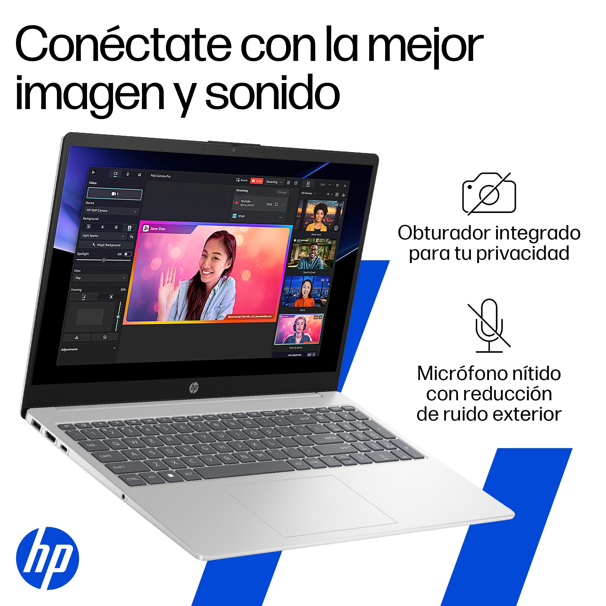 HP Laptop 15-fd1050la, Intel Core Ultra 5, 16 GB, 512 GB SSD, 15.6", FHD, Windows 11 Home, Teclado en Español, Garantía México, Plata