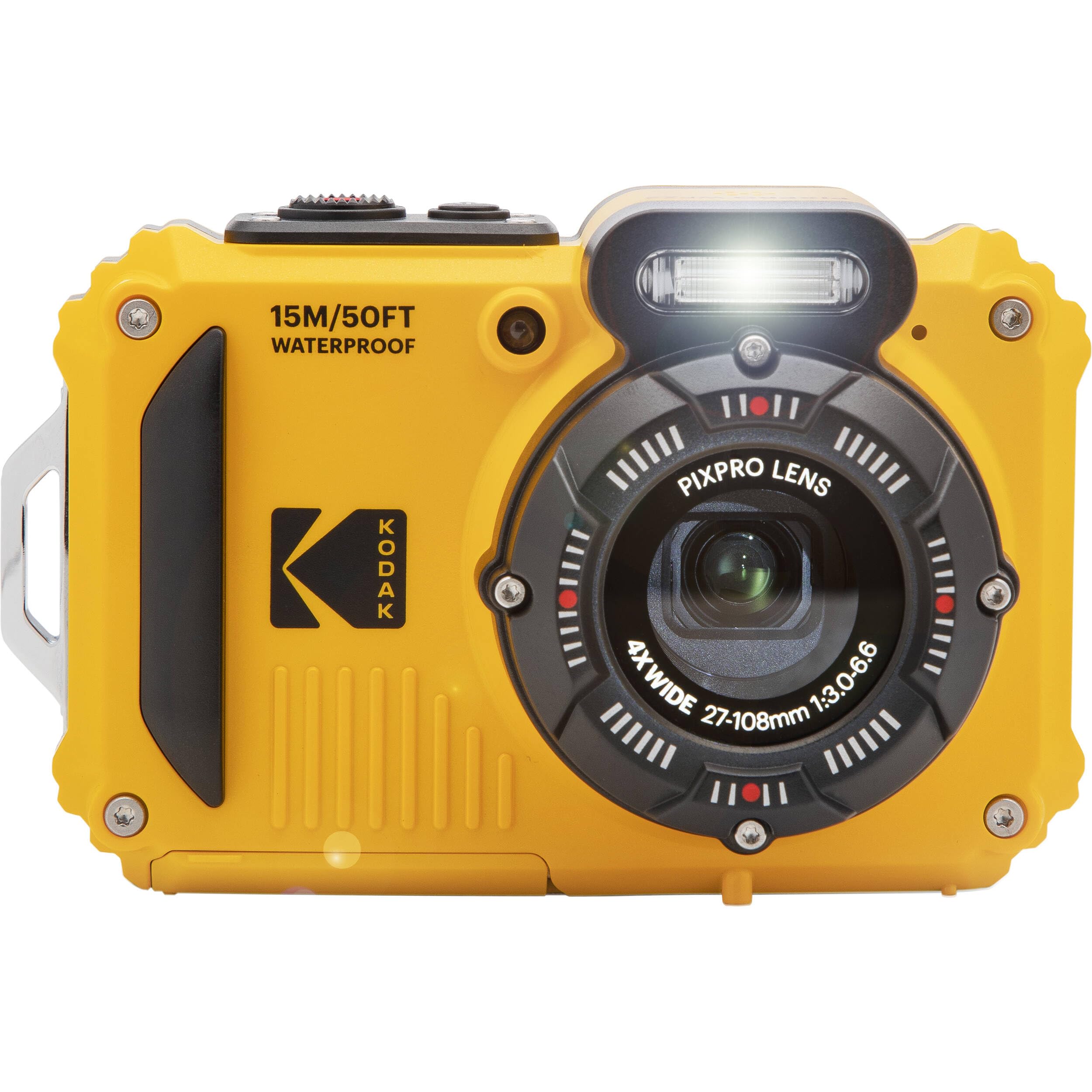 Kodak PIXPRO WPZ2 Cámara digital WiFi resistente, impermeable, a prueba de golpes y polvo 16MP con zoom óptico 4X, video Full HD 1080P, cámara para vlogging con pantalla LCD de 2.7" (7,6 cm) (Amarillo