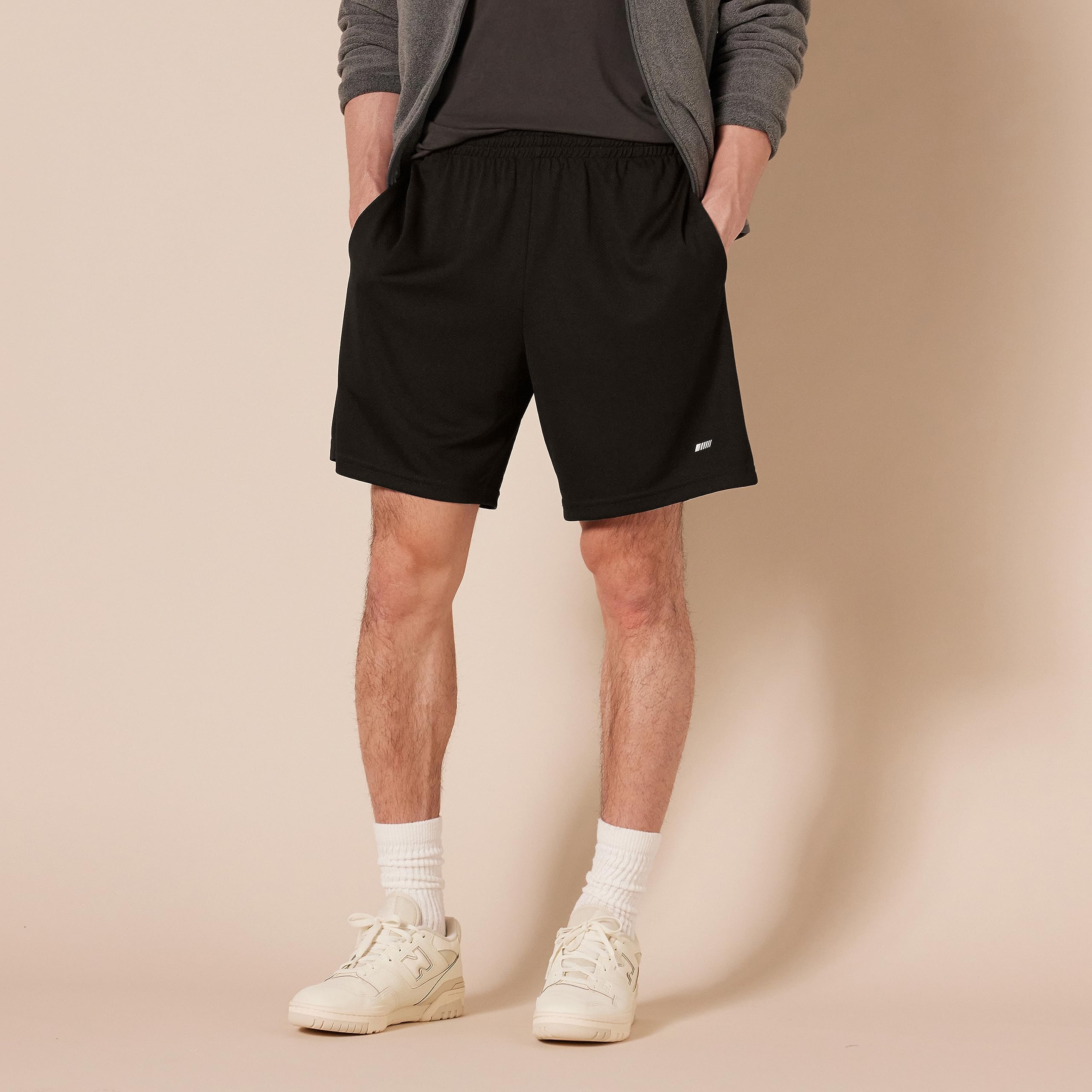 Amazon Essentials Performance Tech - Pantalones cortos de ajuste holgado para hombre (disponibles en grande y alto), paquete de 2, negro, talla G