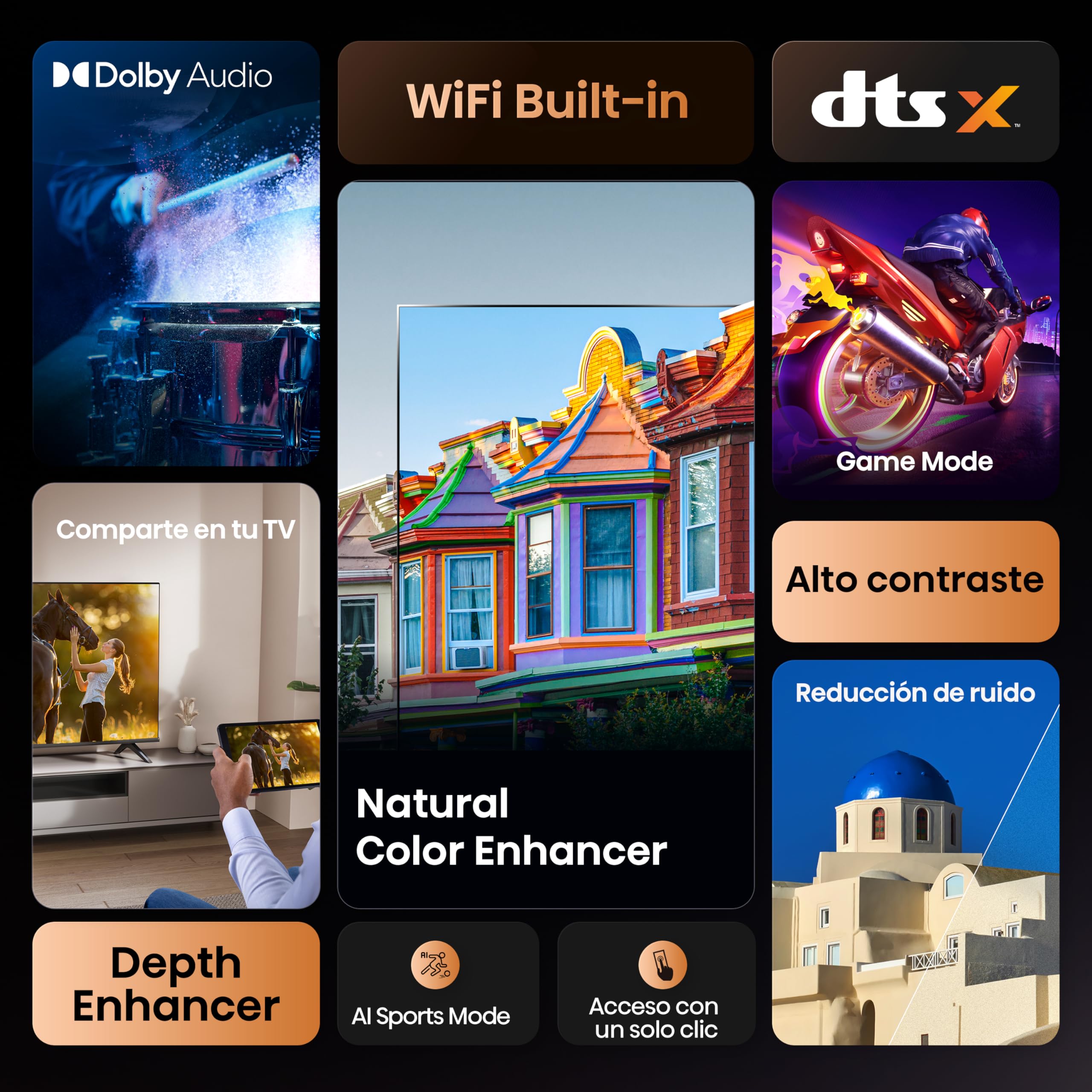 Hisense Television A4N(último Modelo) Pantalla 32 Pulgadas, Smart Vidaa TV HD,Modo de Juego,Dolby Audio,Comparte en tu TV,Noise Reduction