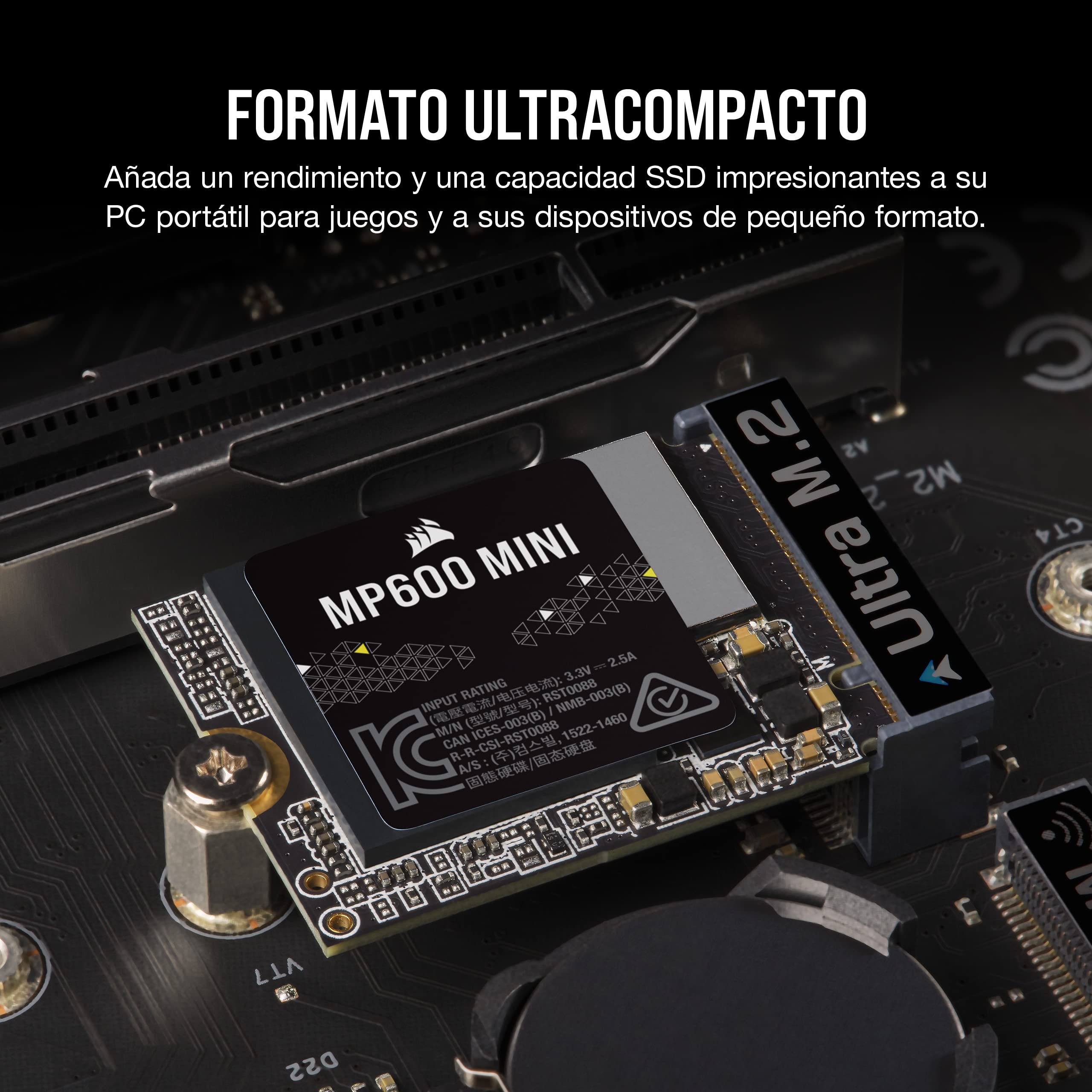 Corsair MP600 Mini 2TB M.2 NVMe PCIe x4 Gen4 SSD – M.2 2230 – Up to 7,000MB/sec Sequential Read – High-Density 3D TLC NAND – Great for Steam Deck and Microsoft Surface – Black
