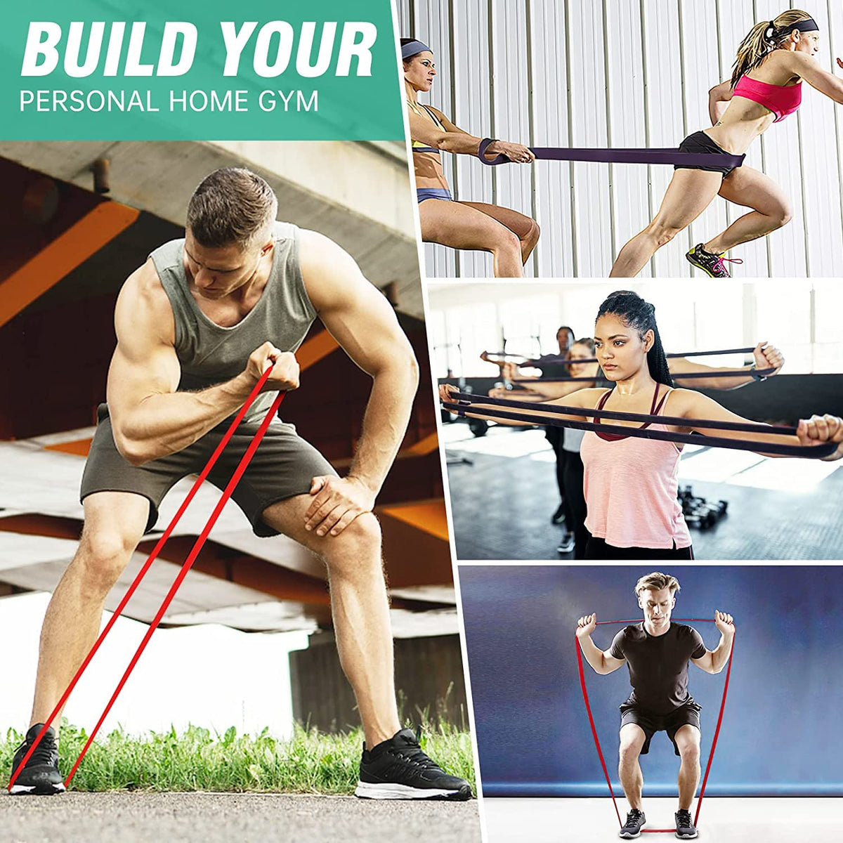 JASUVII Bandas de Resistencia -4Pack Bandas elásticas, Loop Bands, Bandas de Ejercicio, Correas de Asistencia para Pull ups, Bandas Elásticas para Ejercicio en Casa o Gimnasio