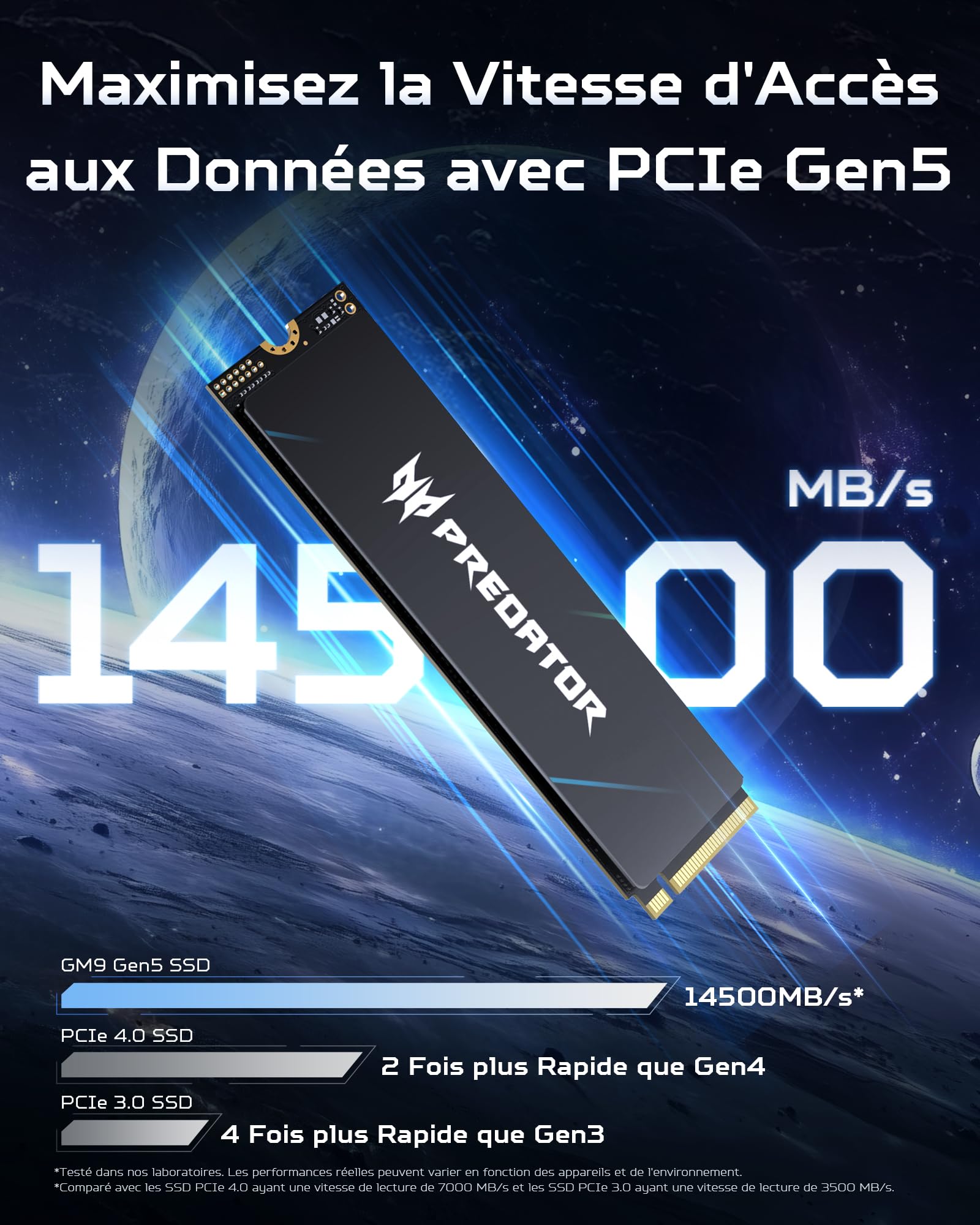 Unidad DE Estado Solido SSD Interno Predator GM9 1TB M.2 2280 NVME PCIE Gen 5X4 LECT.14,000 ESCRIT.7,300 MBS TLC NAND PC Laptop MINIPC BL.9BWWR.136