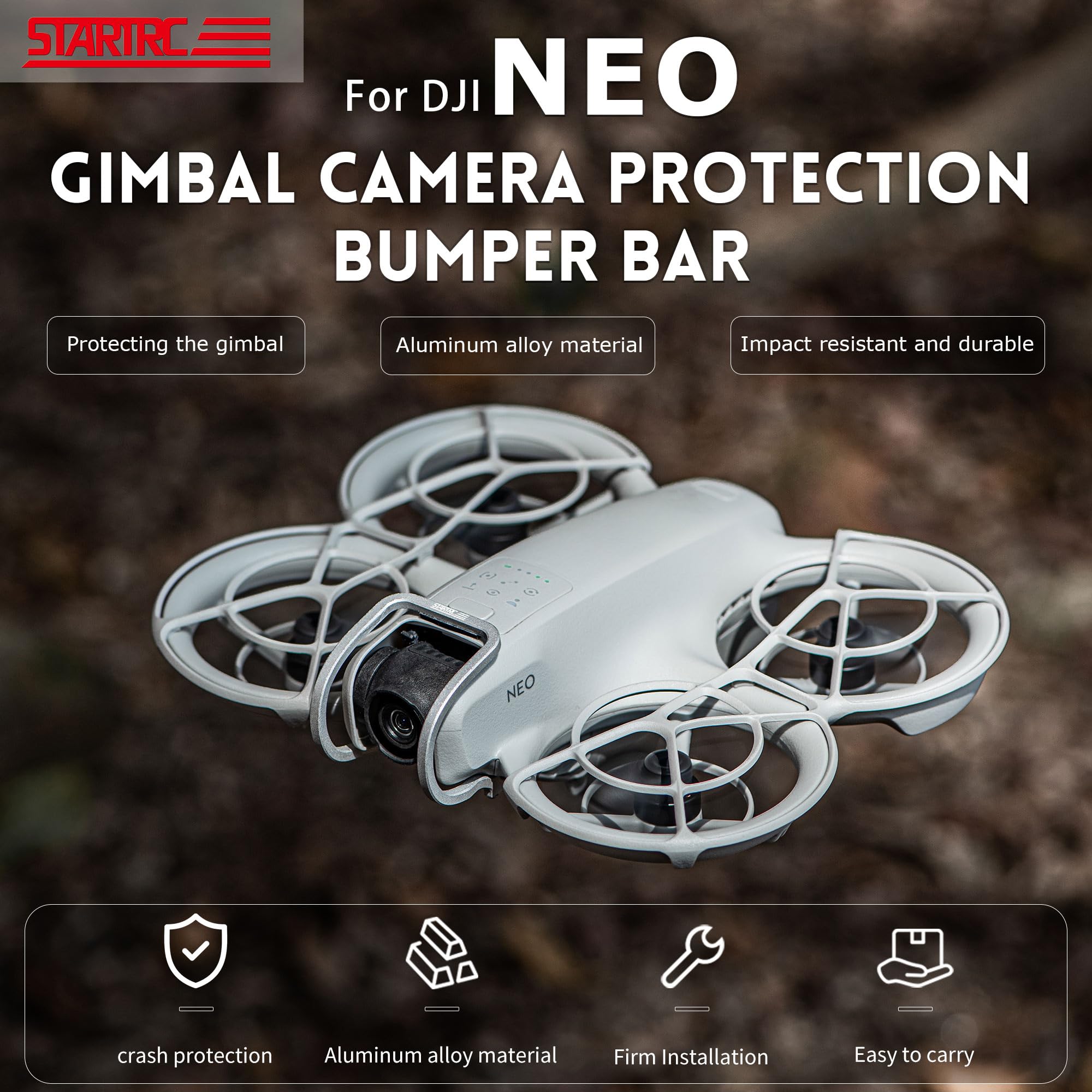 YDW - Protector de parachoques con cardán para DJI Neo Drone, aleación de aluminio, accesorios de protección de lente antichoque para DJI Neo Drone