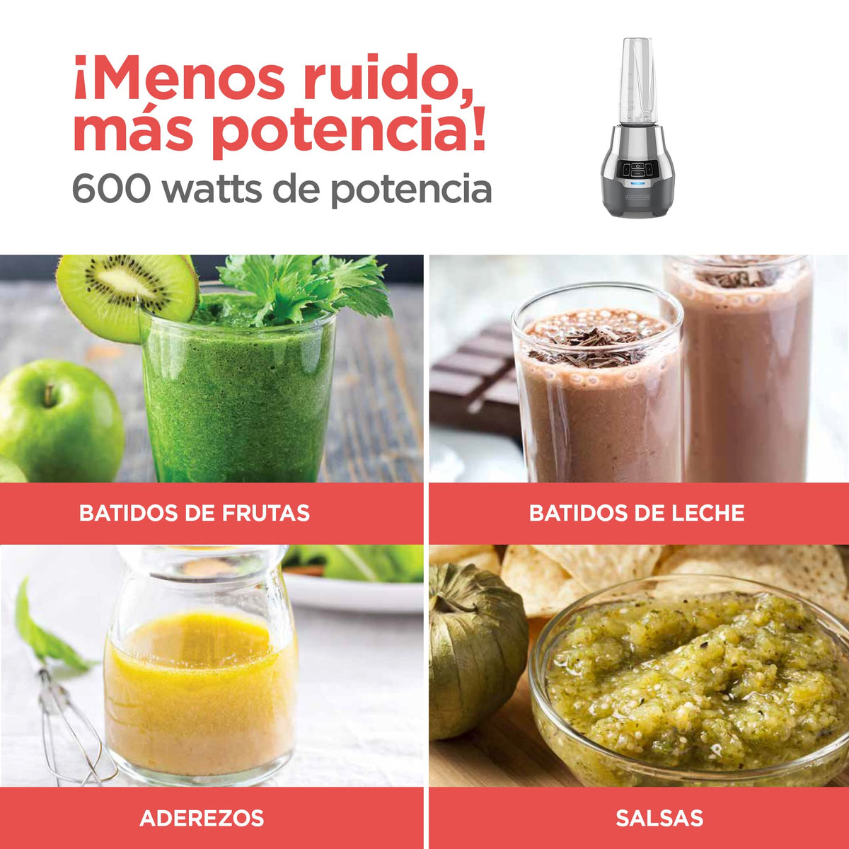 BLACK+DECKER Licuadora Personal Menos Ruidosa. 4 Vasos Personales, PB2004G