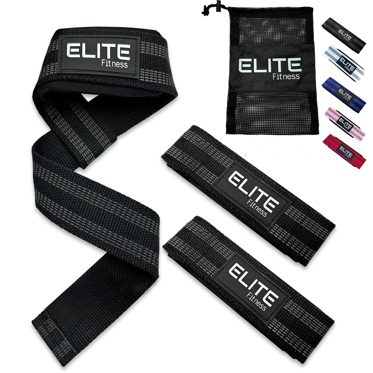 Elite Fitness Correas acolchonadas para Levantamiento de Pesas, Straps para Gimnasio (PAR), Correas de Soporte, Straps de Gym para Proteccion de Dedos y muñecas (Negro)