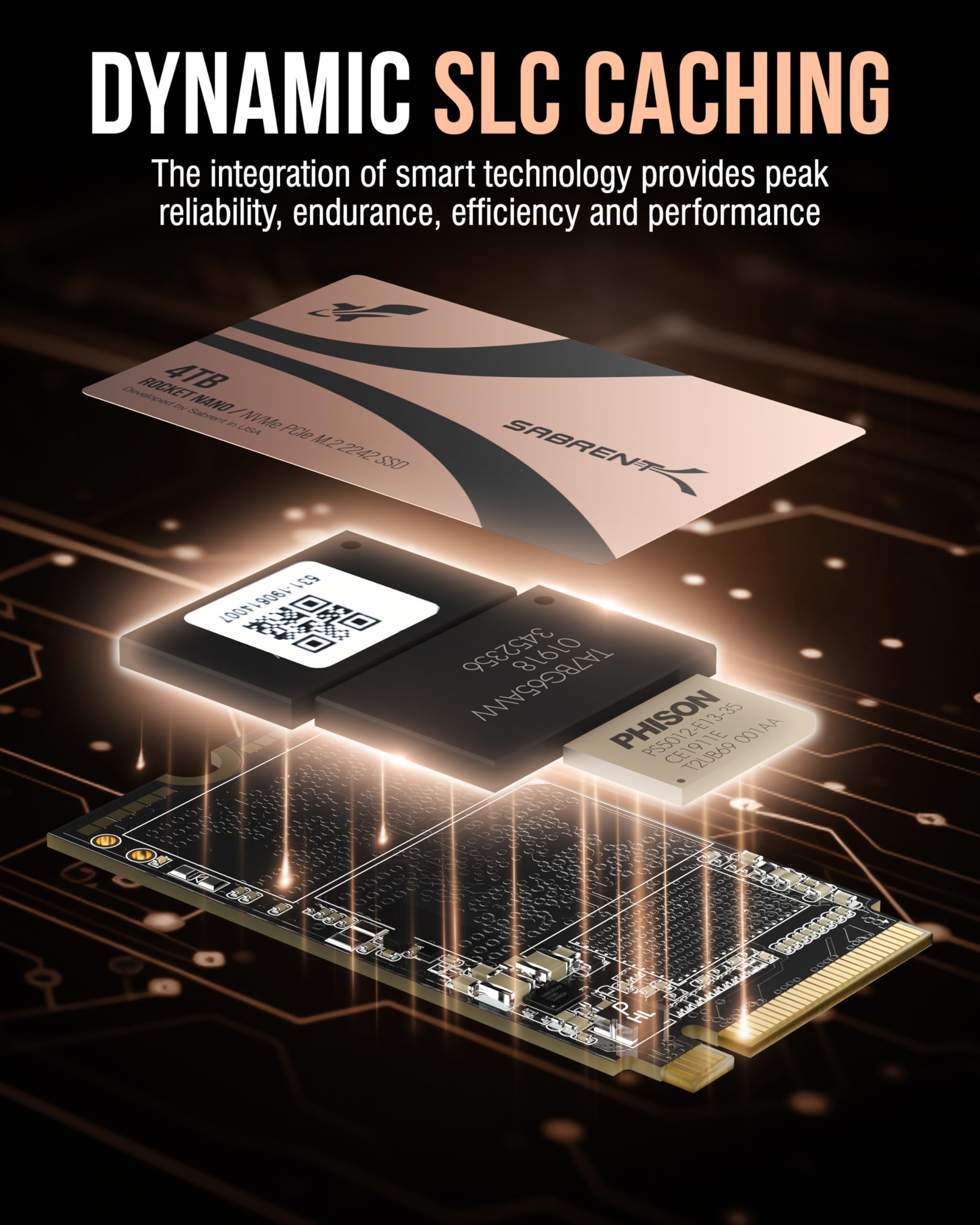 SABRENT Rocket 2242 4TB NVMe SSD, PCIe 4.0 x4 M.2 2242 Unidad de Estado sólido Interna, TLC NAND, hasta 7300MB/s de Lectura y 6400MB/s de Escritura, SSD Compacto para laptops, Mini PC y Dispositivos
