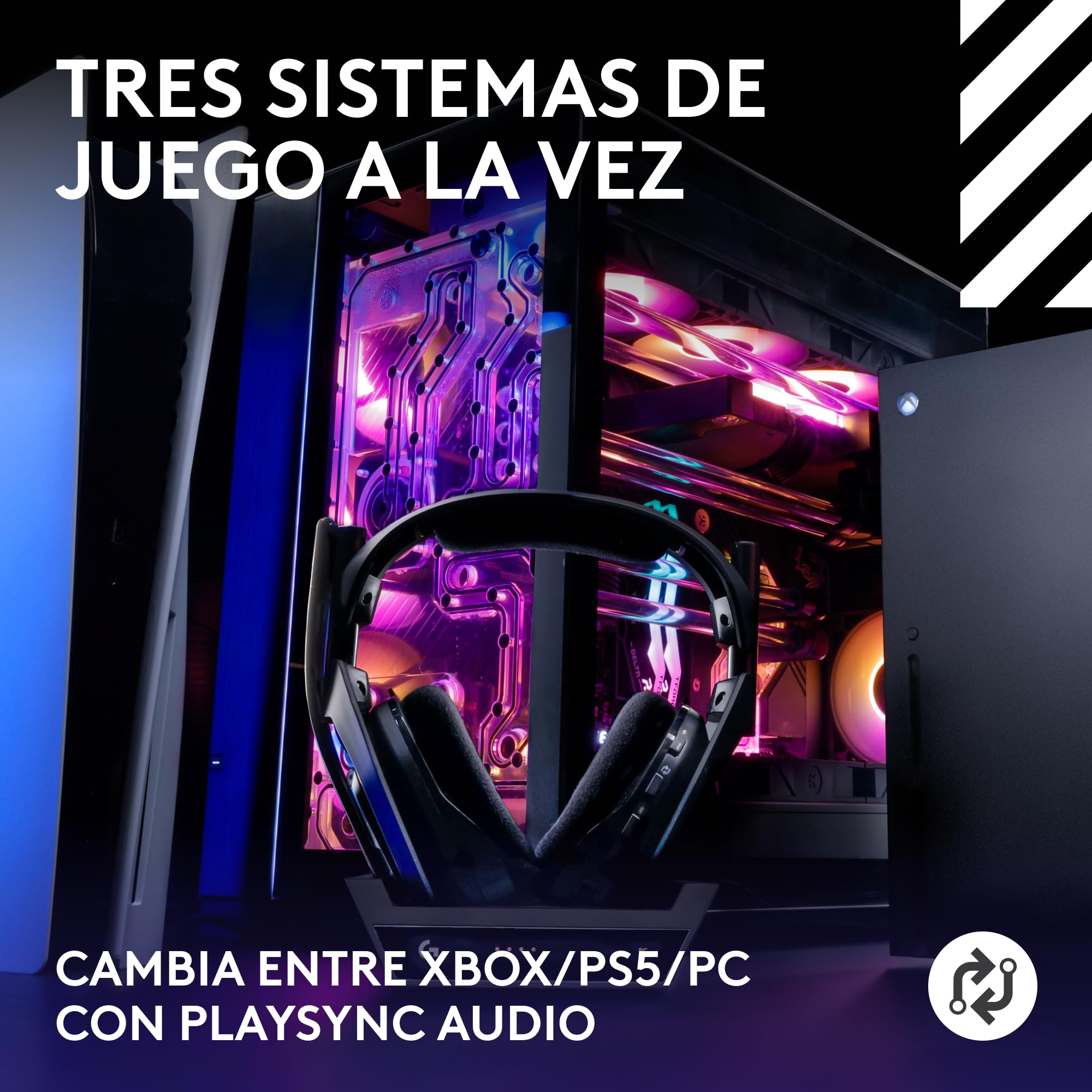 Logitech G Astro A50 Lightspeed Audífonos con micrófono inalámbricos para Juegos + estación Base (Gen 5), Pro-G Graphene, USB-C a Xbox, PS5, PC/Mac o Nintendo Switch, Bluetooth - Negro
